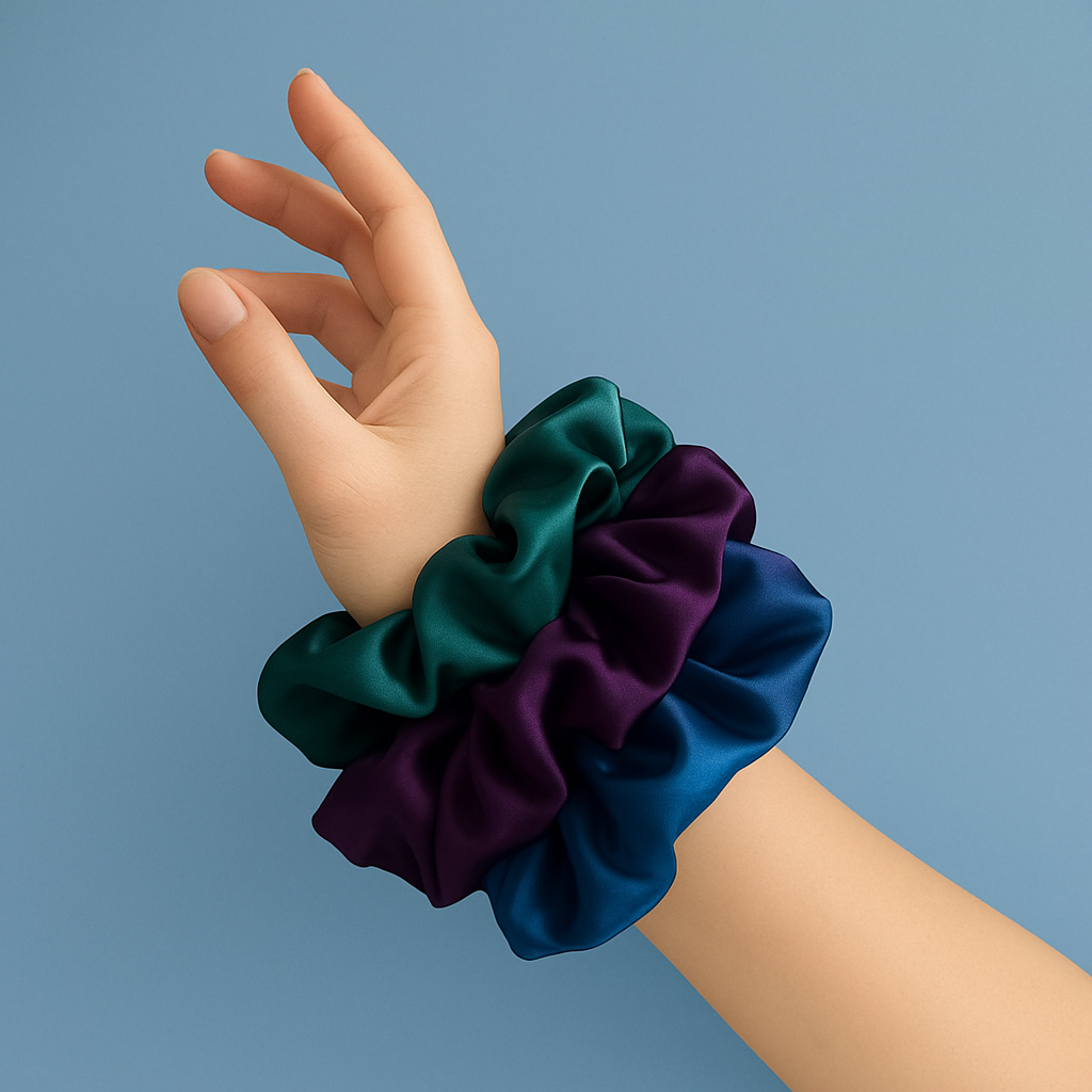SCRUNCHIES DE SATIN - 03 UNIDADES GLAMOUR - 1