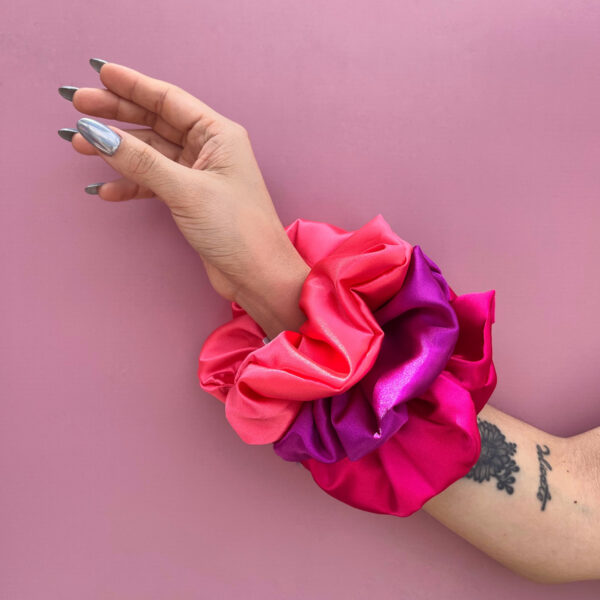 SCRUNCHIES DE SATIN - 03 UNIDADES PINK - 1