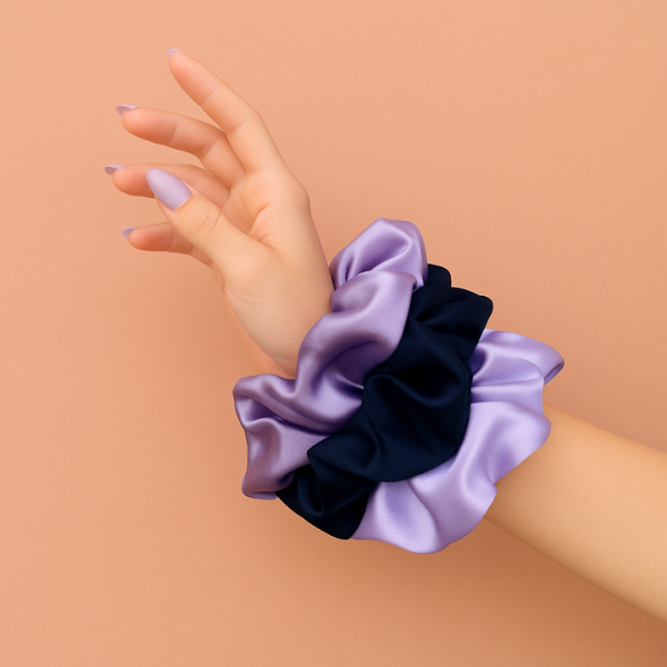 SCRUNCHIES DE SATIN - 03 UNIDADES LILA - 1