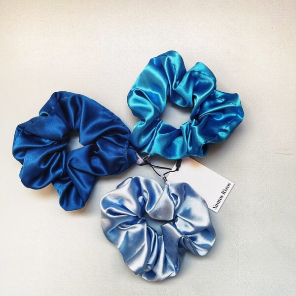 SCRUNCHIES DE SATIN - 03 UNIDADES BLUE - 1