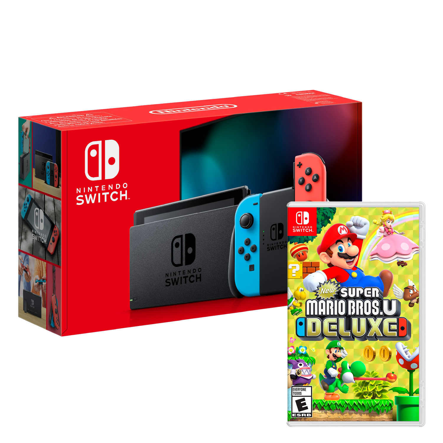 CONSOLA NINTENDO SWITCH NEON 2019 + SUPER MARIO BROS U DELUXE