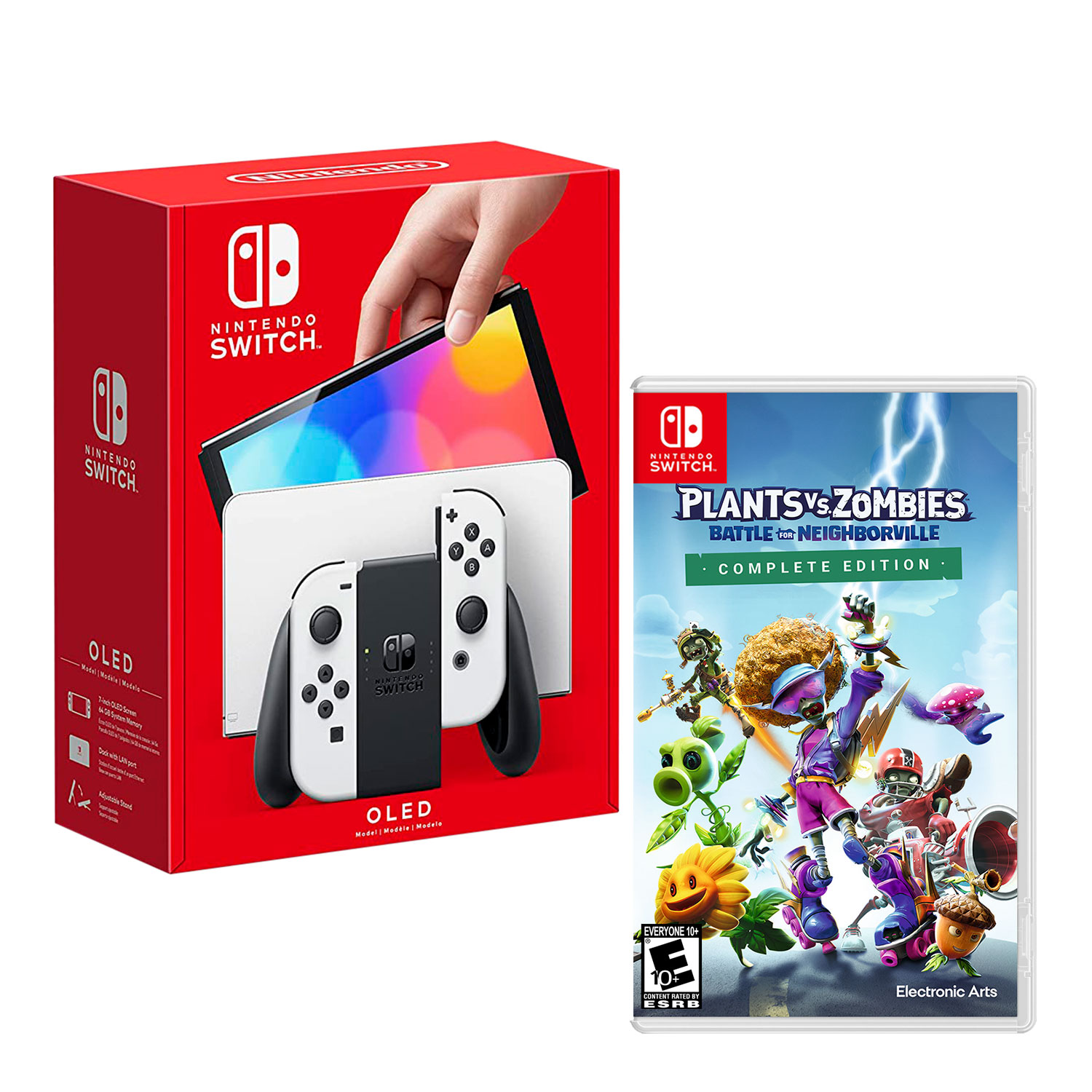 CONSOLA NINTENDO SWITCH MODELO OLED BLANCO + PLANTS VS ZOMBIES NEIGHBORVILLE - 1
