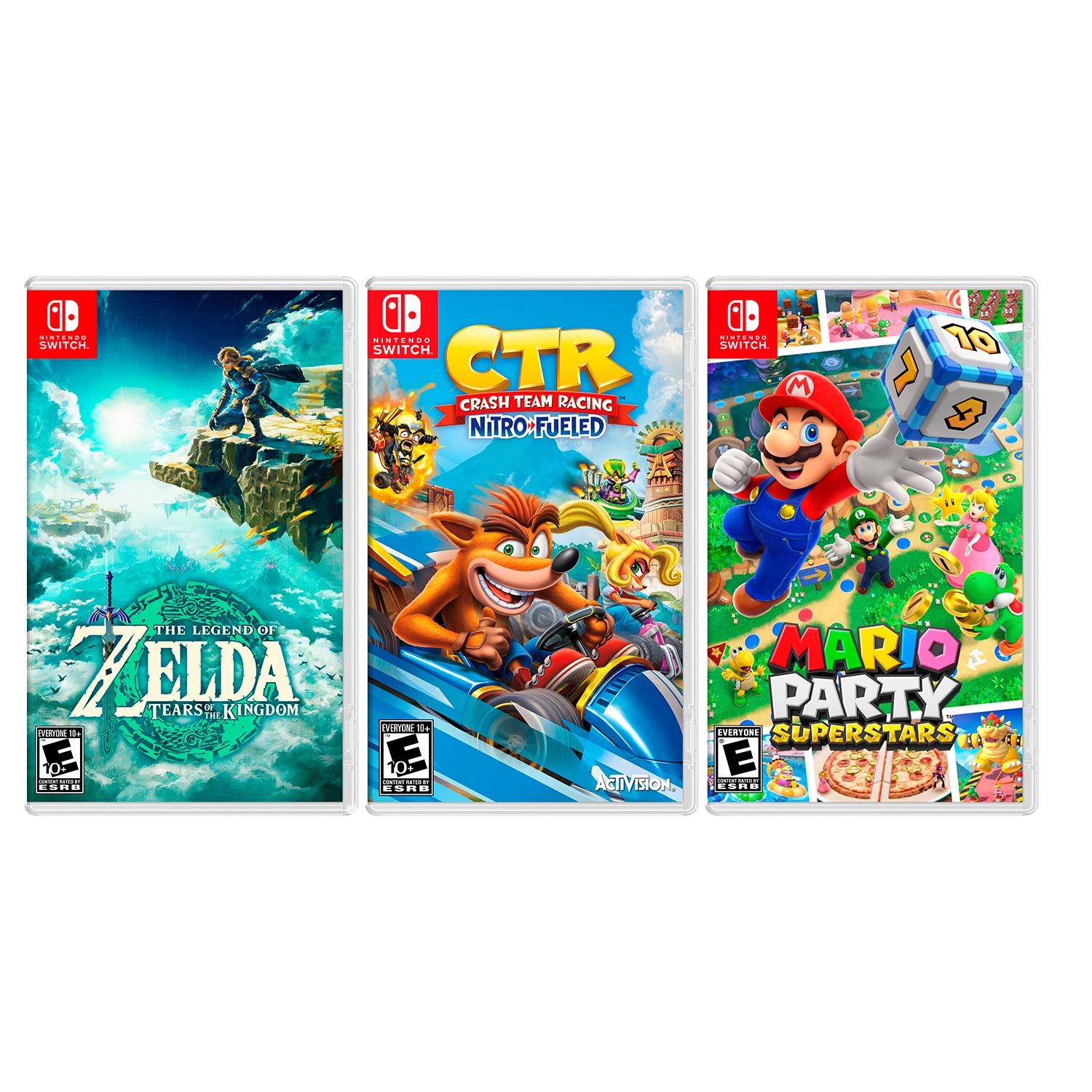 CONSOLA NINTENDO SWITCH MODELO OLED NEON + ZELDA TEARS OF THE KINGDOM + CRASH TEAM RACING + MARIO PARTY SUPERSTAR - 5