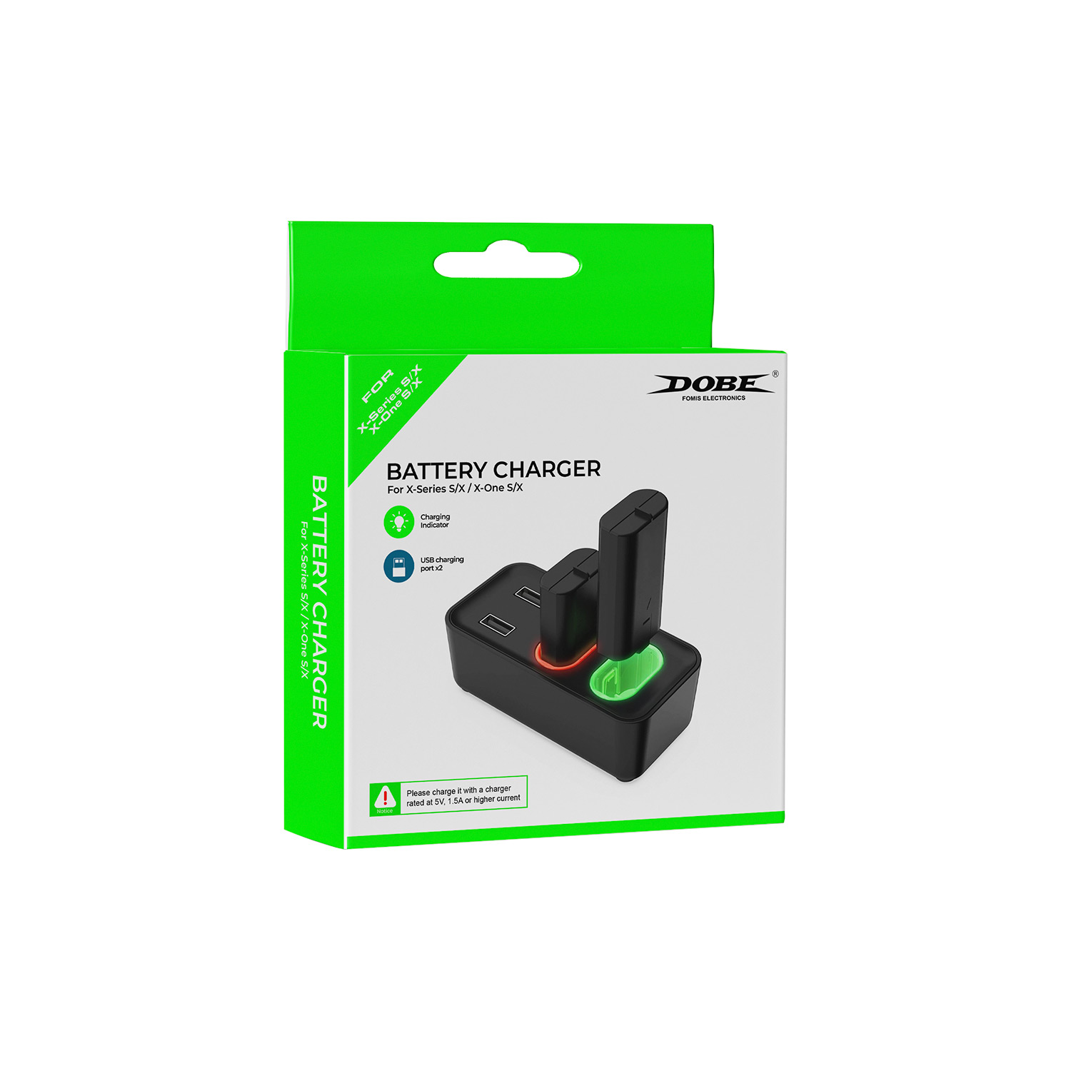 BASE CARGADOR DOBE + 2 BATERIAS RECARGABLE PARA MANDO X-SERIES S/X/X-ONE/S/X NEGRO - 1