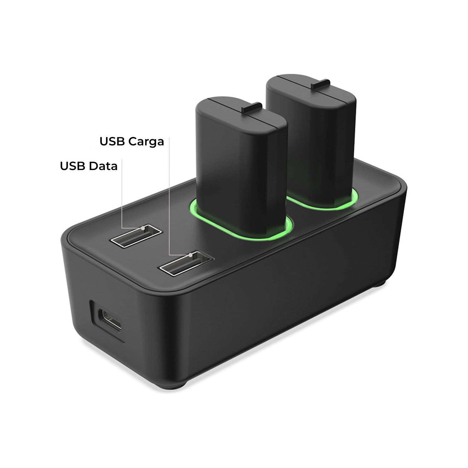 BASE CARGADOR DOBE + 2 BATERIAS RECARGABLE PARA MANDO X-SERIES S/X/X-ONE/S/X NEGRO - 5