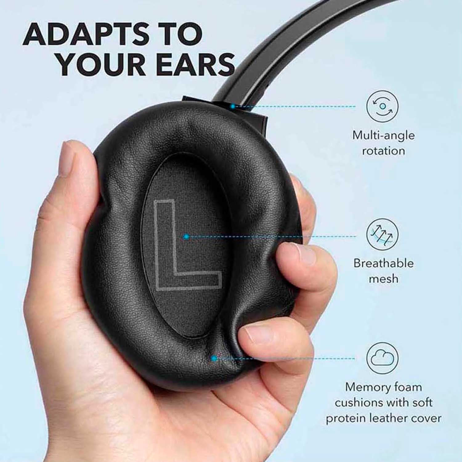 AUDIFONOS SOUNDCORE ANKER LIFE Q20 INALAMBRICOS BT NEGRO - 4