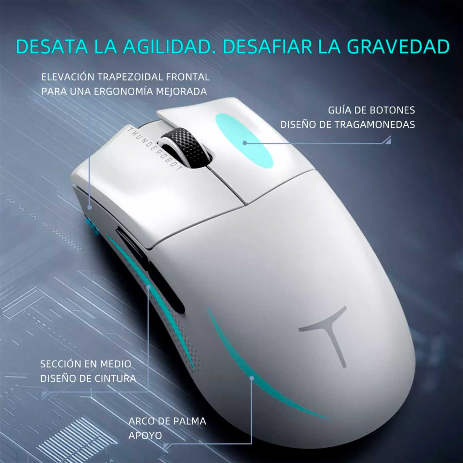 MOUSE GAMER THUNDEROBOT ML903 MINI INALAMBRICO BT/NEARLINK 30K DPI BLANCO - 4