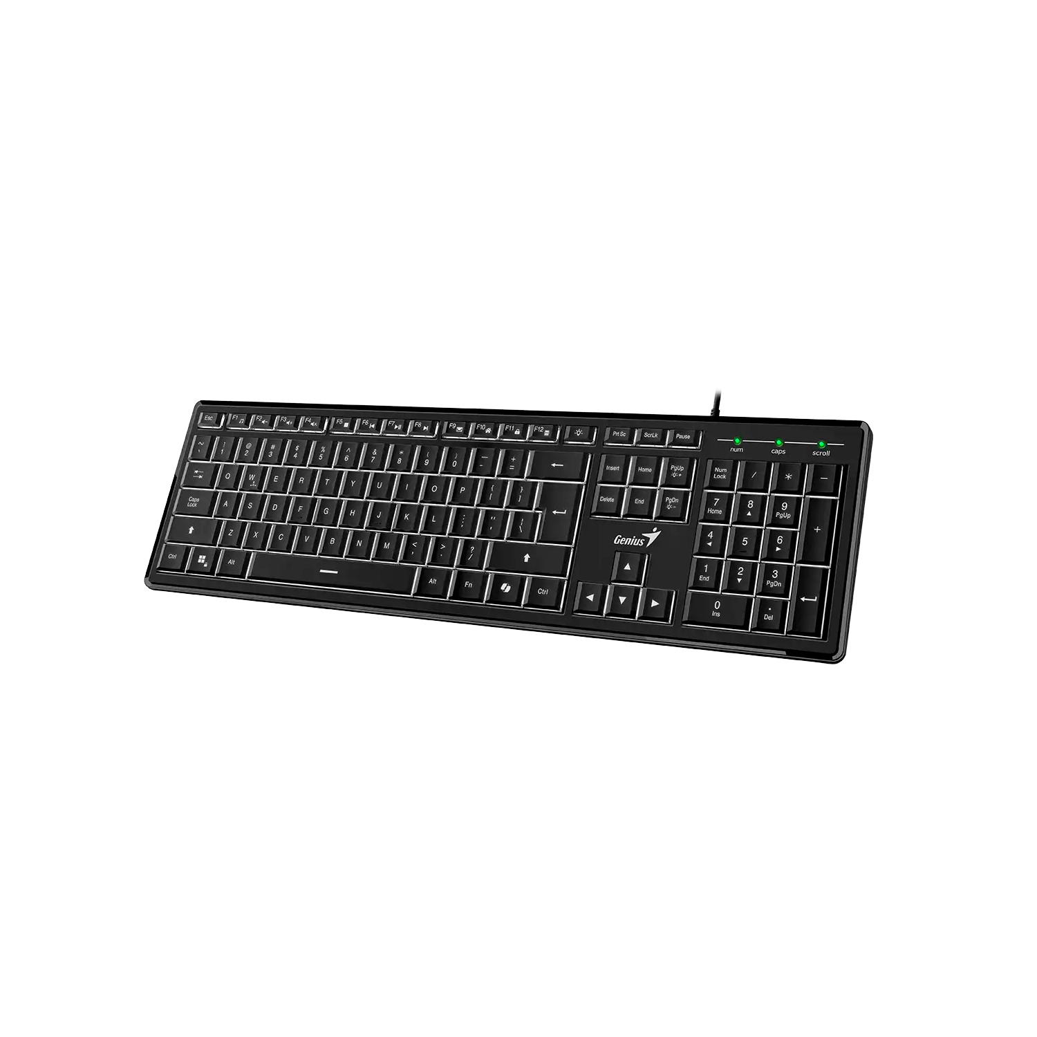 TECLADO GENIUS SLIMSTAR 820 RETROILUMINADO CON CABLE AI COPILOT SP NEGRO - 2