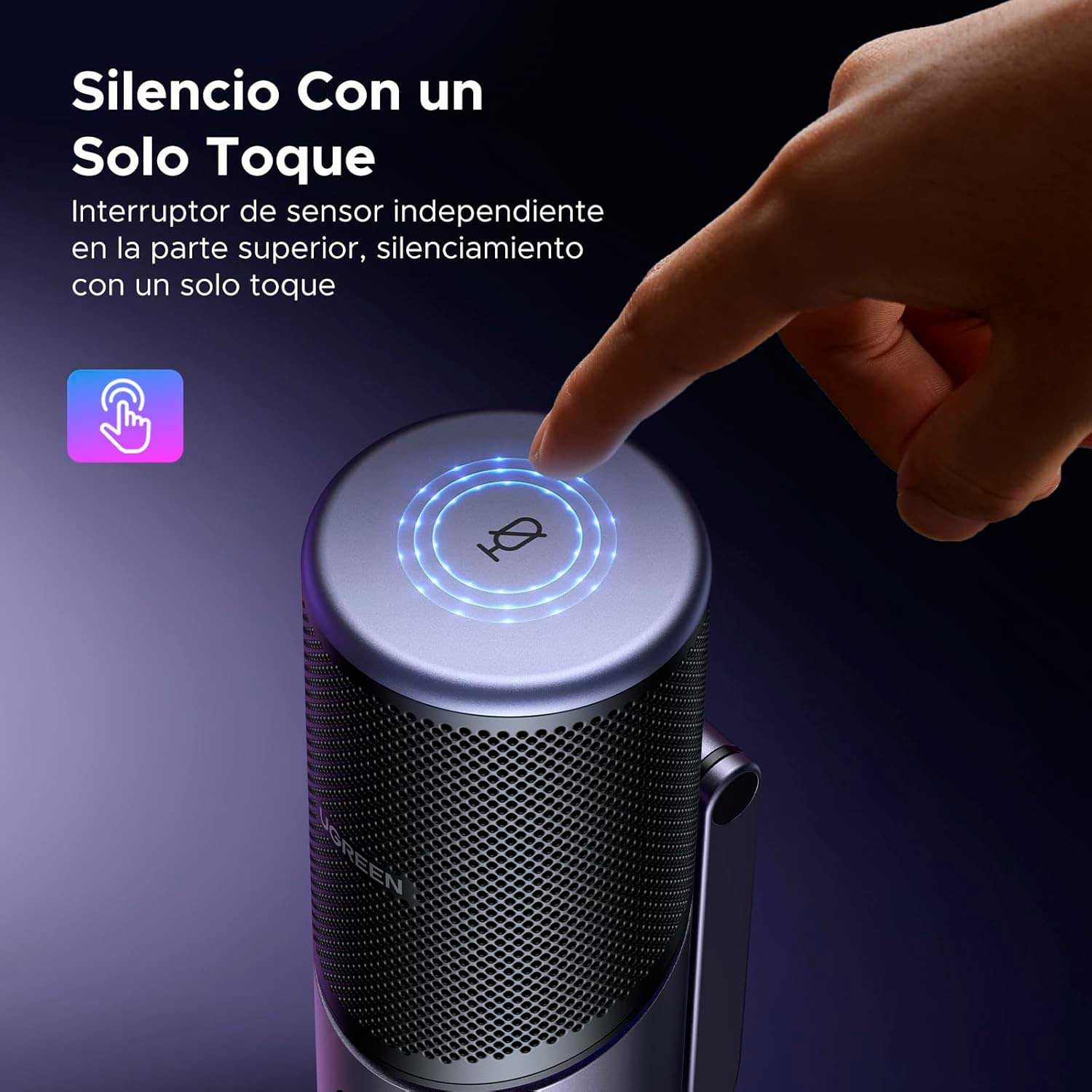 UGREEN MICROFONO USB RGB BOTON DE SILENCIO 24BIT/96KHZ CM769 - 35629 - 6
