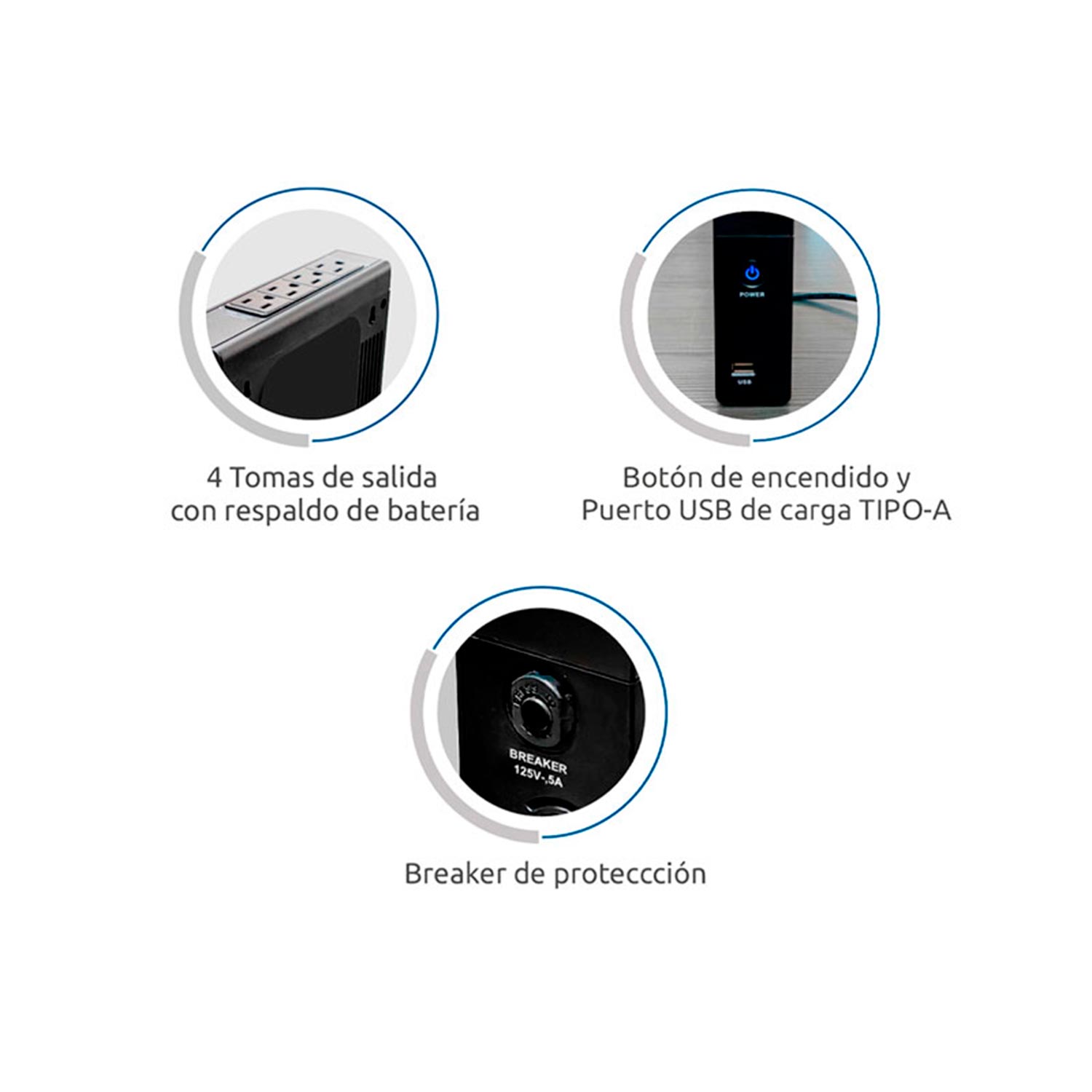 UPS CDP INTERACTIVO PORTATIL LI-504I 500VA 250W 4 SALIDAS NEMA NEGRO - 3