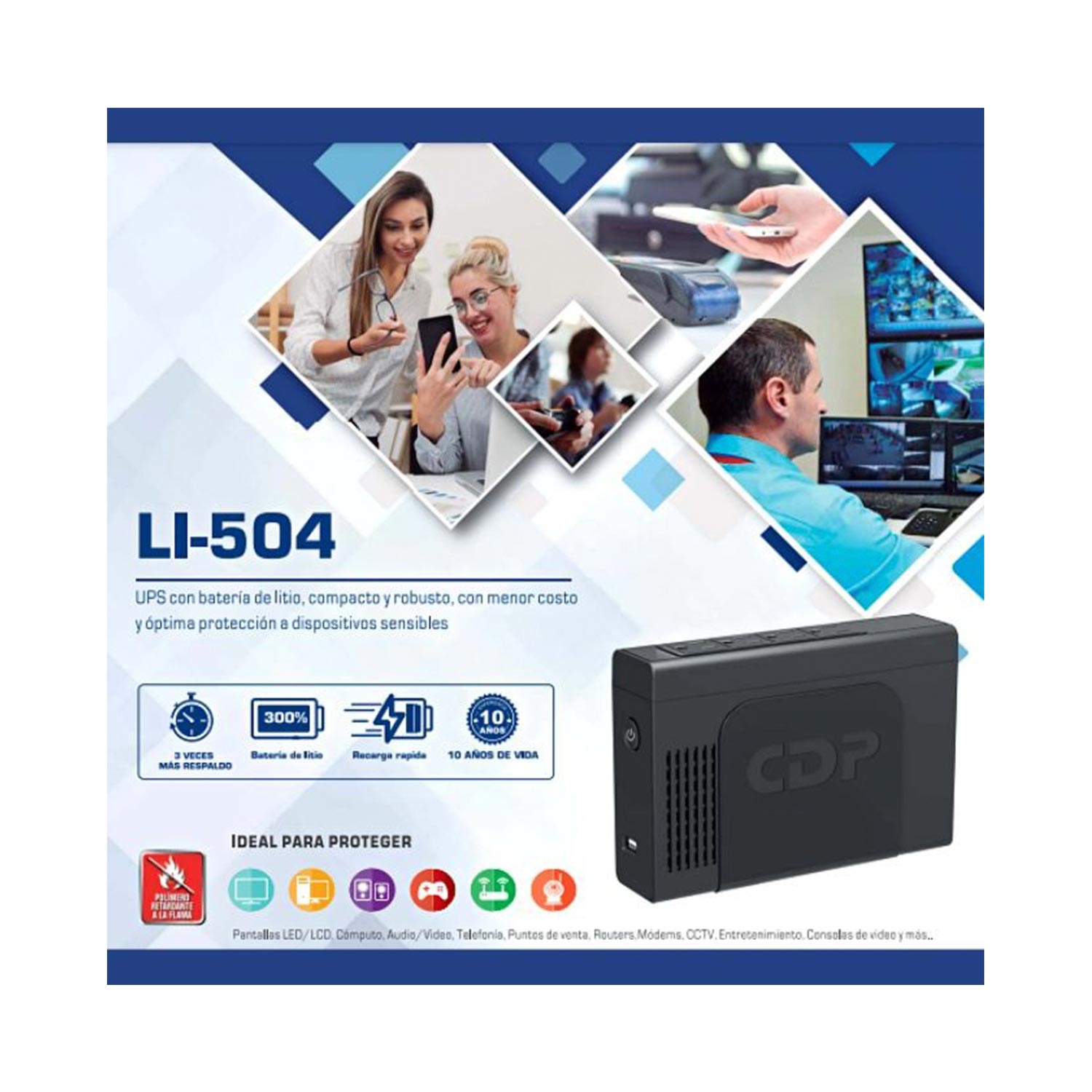 UPS CDP INTERACTIVO PORTATIL LI-504I 500VA 250W 4 SALIDAS NEMA NEGRO - 4