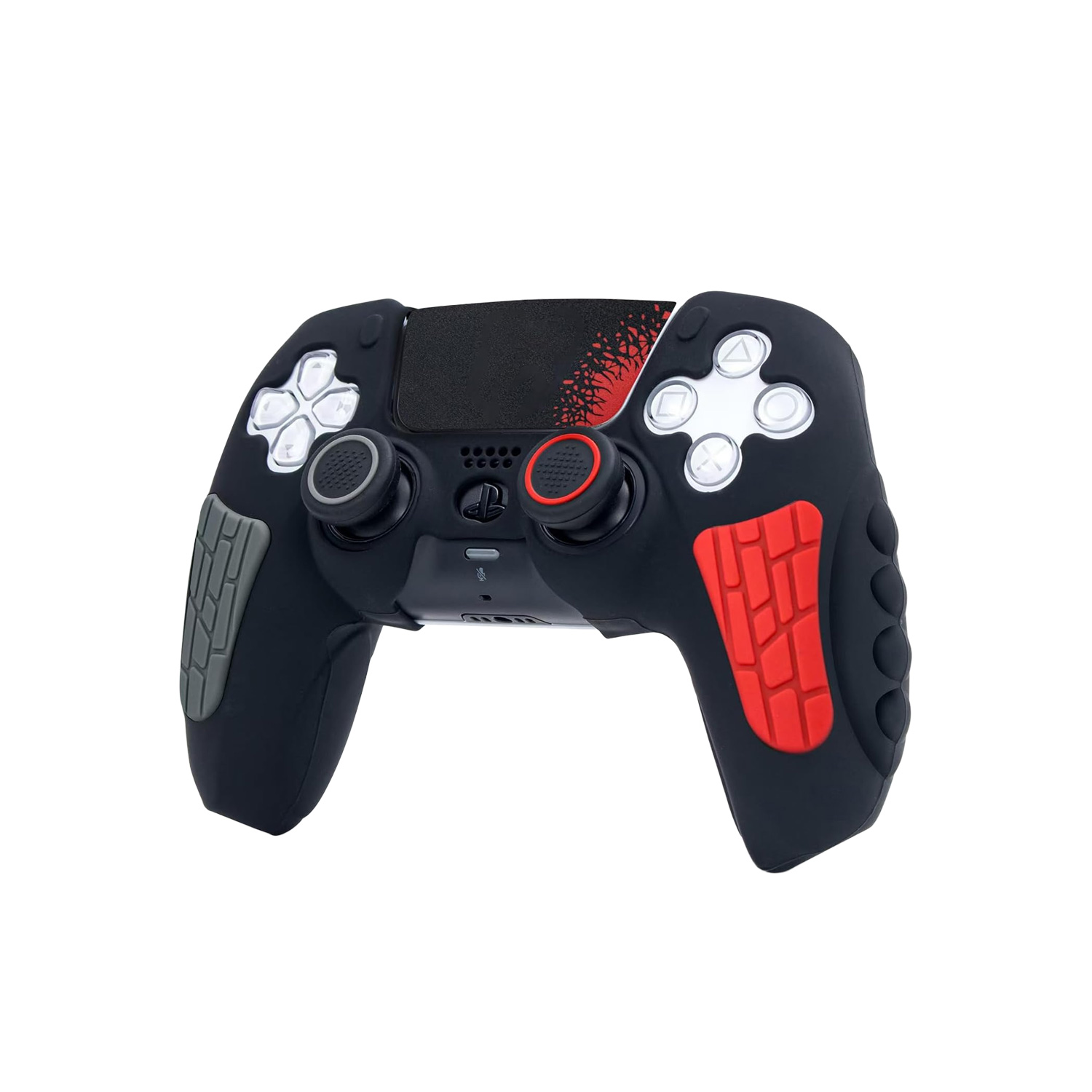 PROTECTOR DE SILICONA PARA MANDO PS5 DUALSENSE AKSW-181 NEGRO-ROJO - 1