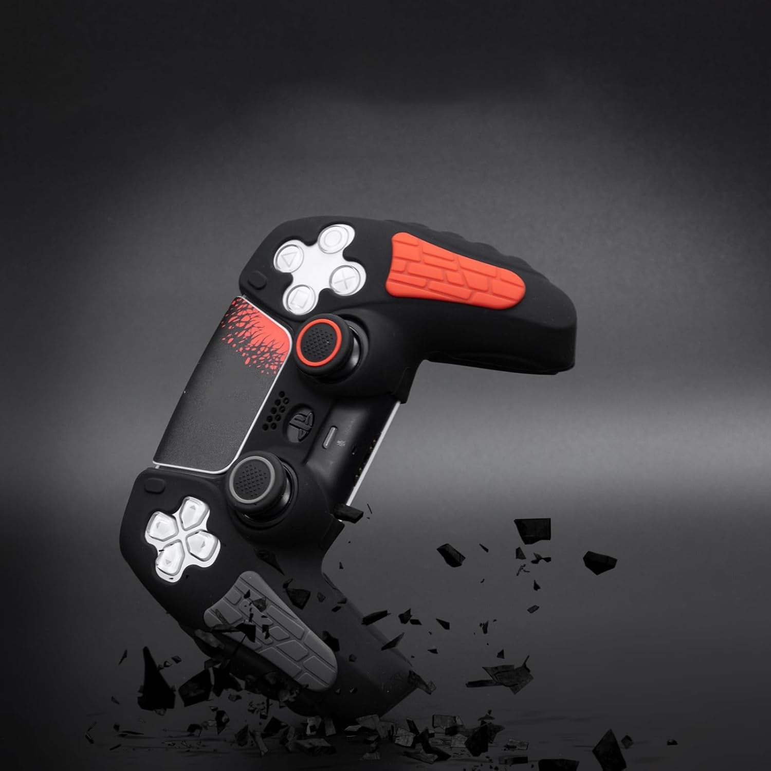 PROTECTOR DE SILICONA PARA MANDO PS5 DUALSENSE AKSW-181 NEGRO-ROJO - 3