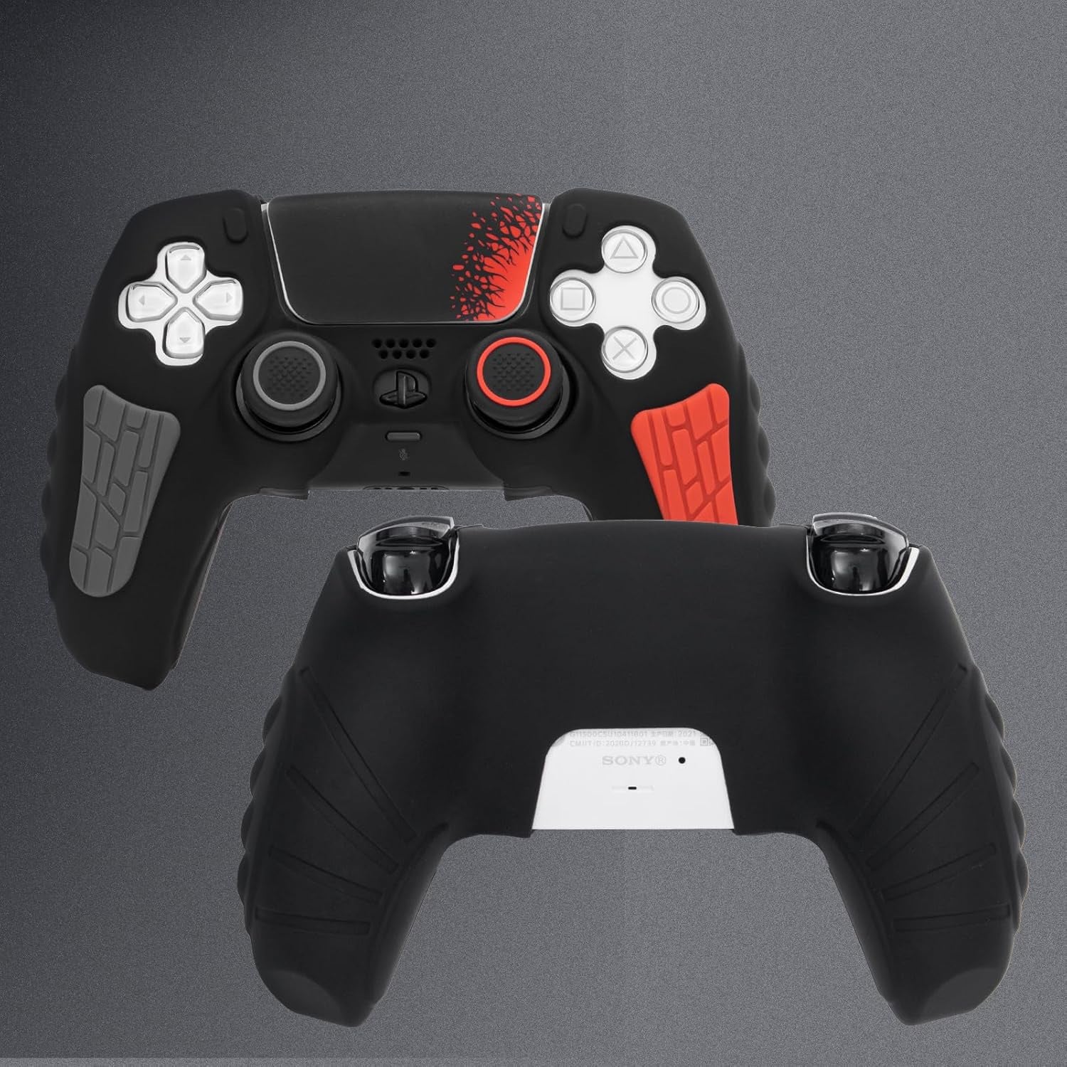 PROTECTOR DE SILICONA PARA MANDO PS5 DUALSENSE AKSW-181 NEGRO-ROJO - 4