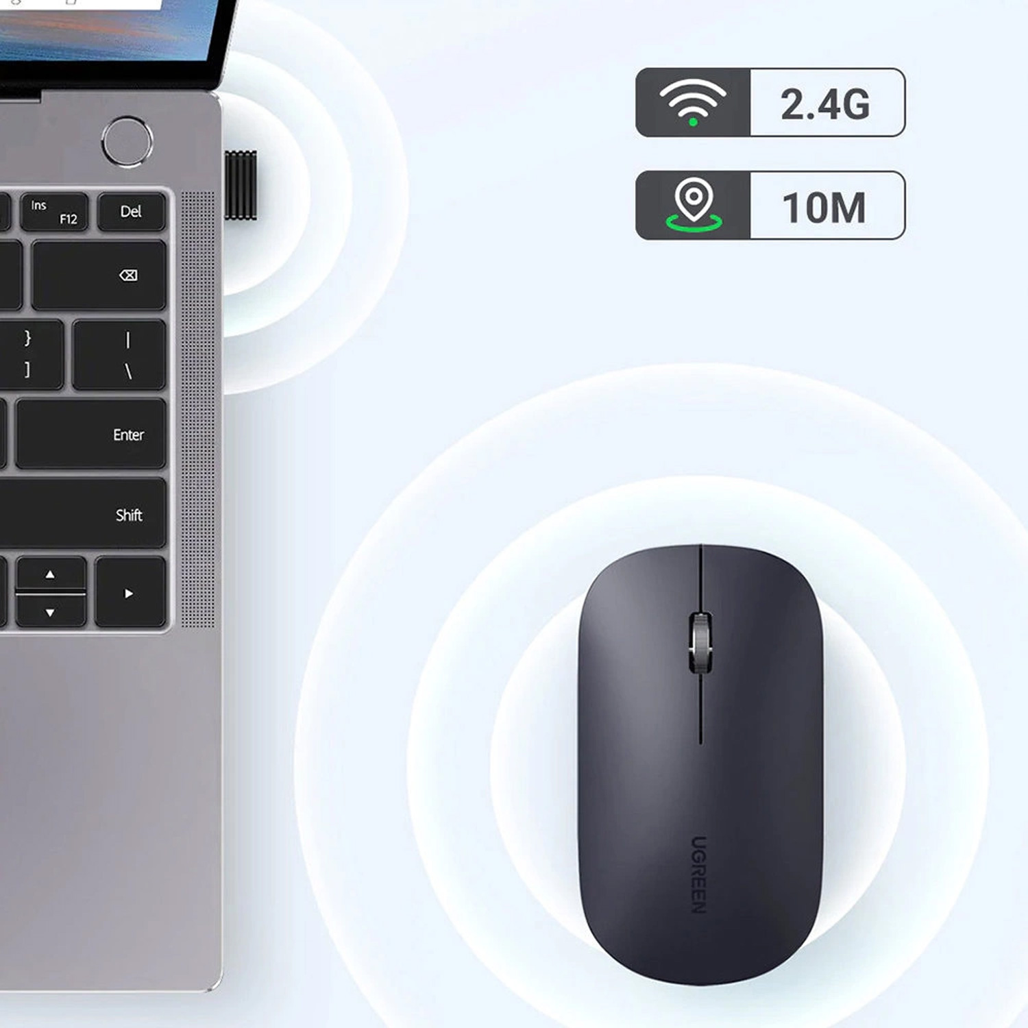 MOUSE INALAMBRICO UGREEN SILENT 2.4GHZ 4000 DPI 90372 NEGRO - 3