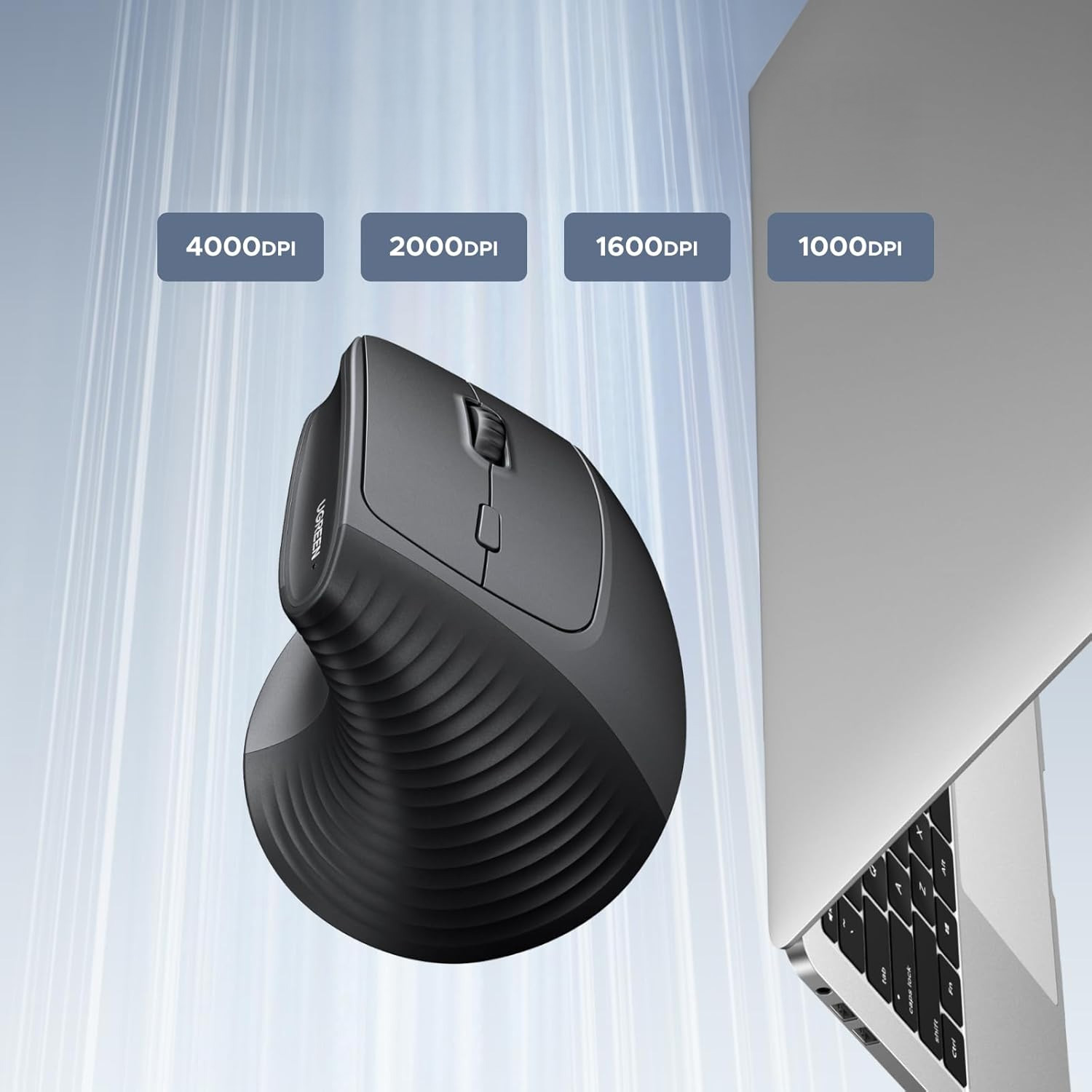 MOUSE INALAMBRICO 2.4HZ UGREEN VERTICAL 4000DPI 55916 NEGRO - 4