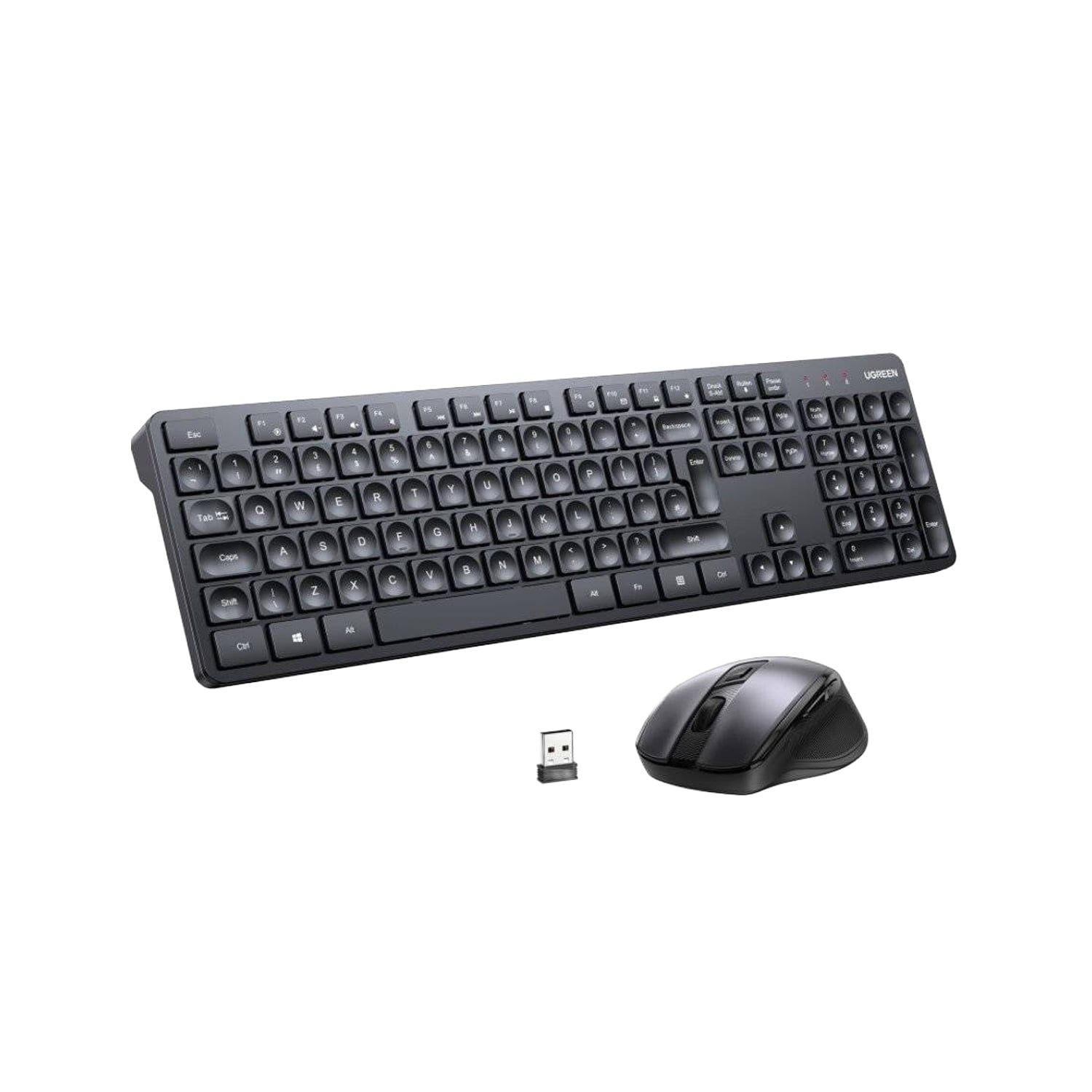 COMBO TECLADO Y MOUSE UGREEN INALAMBRICO 2.4GHZ US MK006-35740 NEGRO - 1