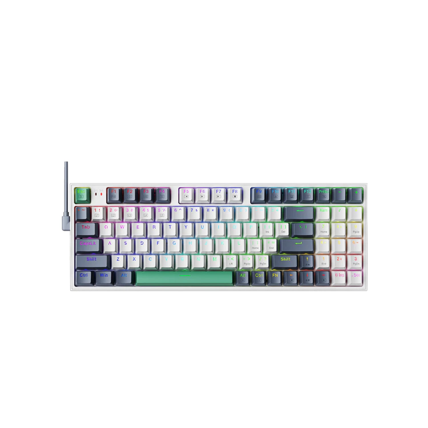 TECLADO GAMER MECANICO MACHENIKE K500 PRO-B94W SP SWITCH BROWN TRI-MODO BLANCO - 1