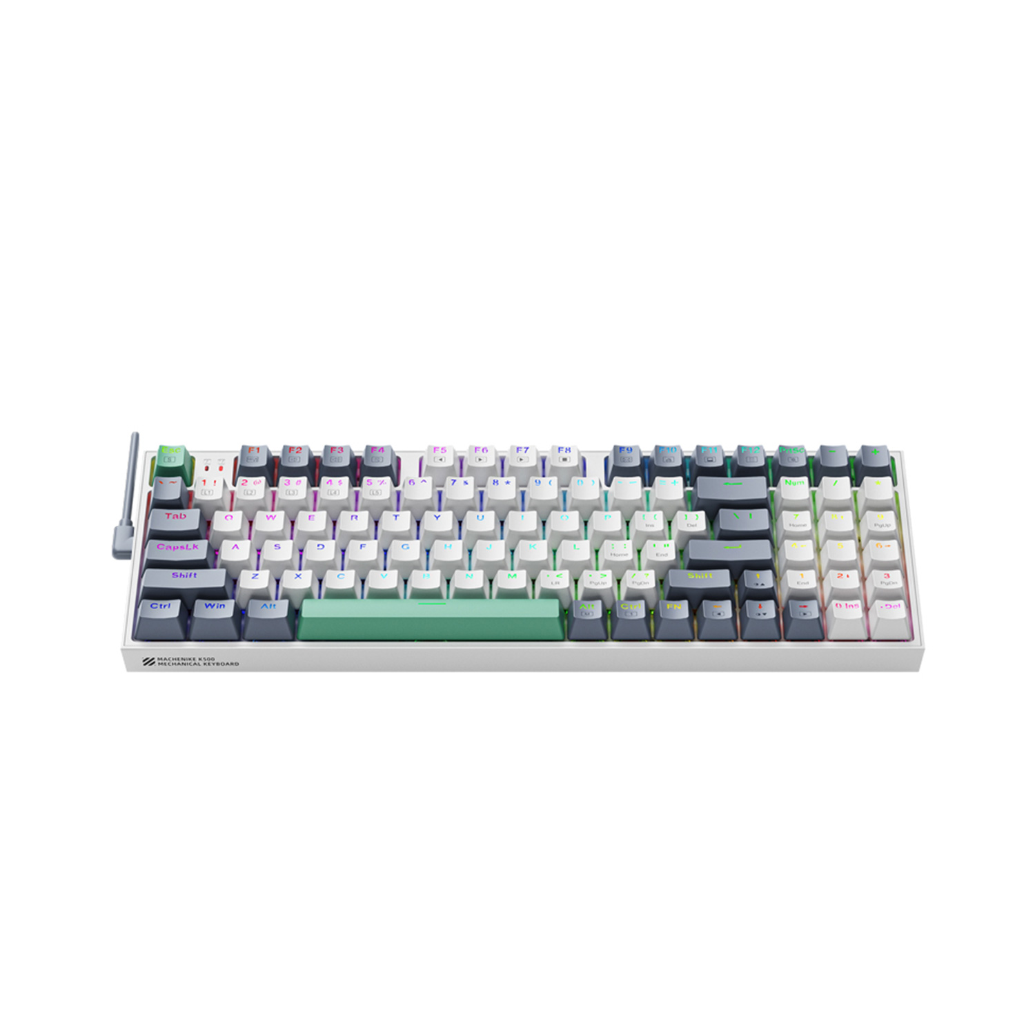 TECLADO GAMER MECANICO MACHENIKE K500 PRO-B94W SP SWITCH BROWN TRI-MODO BLANCO - 2