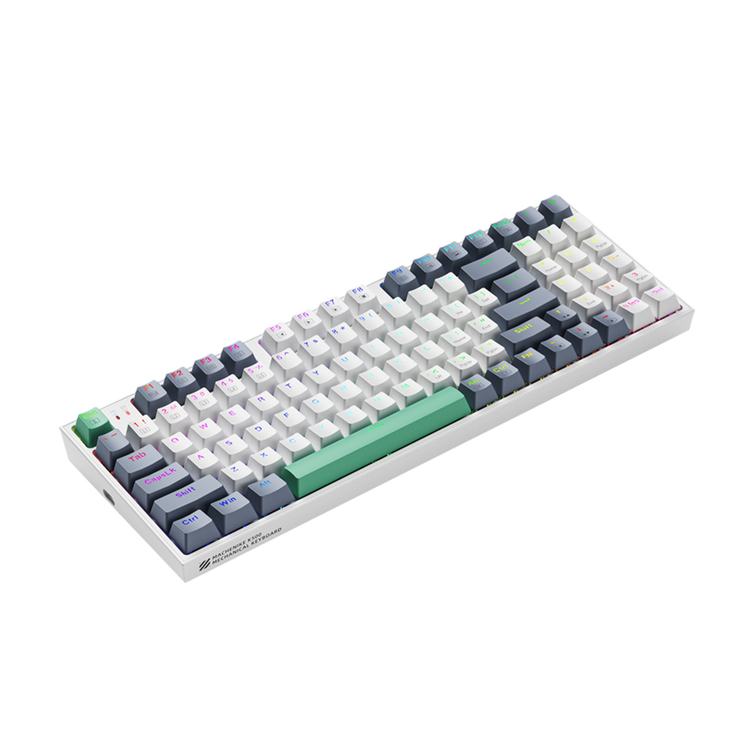 TECLADO GAMER MECANICO MACHENIKE K500 PRO-B94W SP SWITCH BROWN TRI-MODO BLANCO - 3