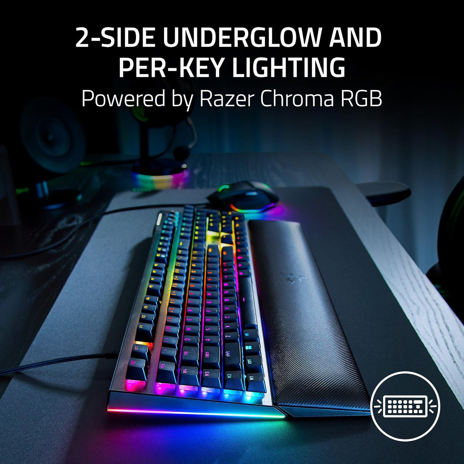 TECLADO GAMER RAZER BLACKWIDOW V4 US SWITCH GREEN MECANICO NEGRO - 2