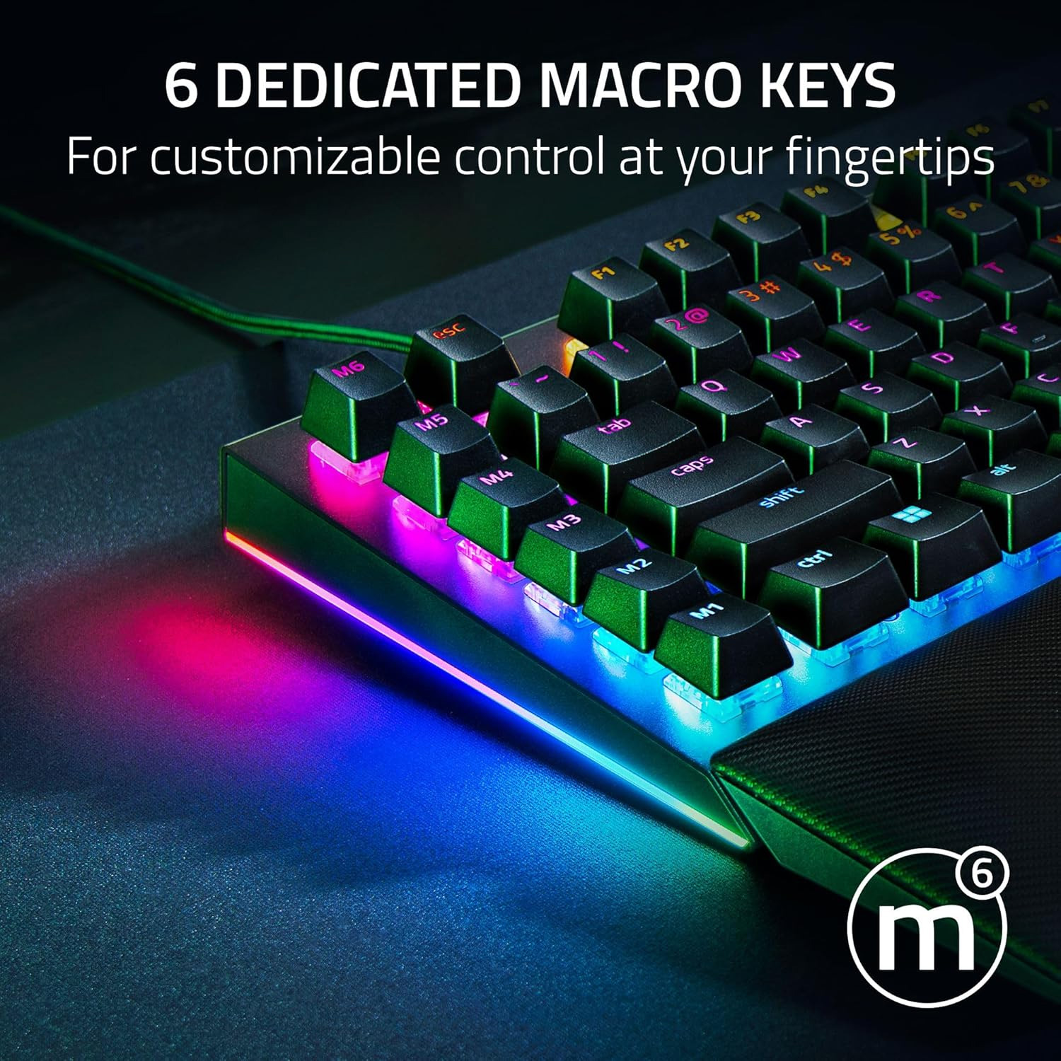 TECLADO GAMER RAZER BLACKWIDOW V4 US SWITCH GREEN MECANICO NEGRO - 3