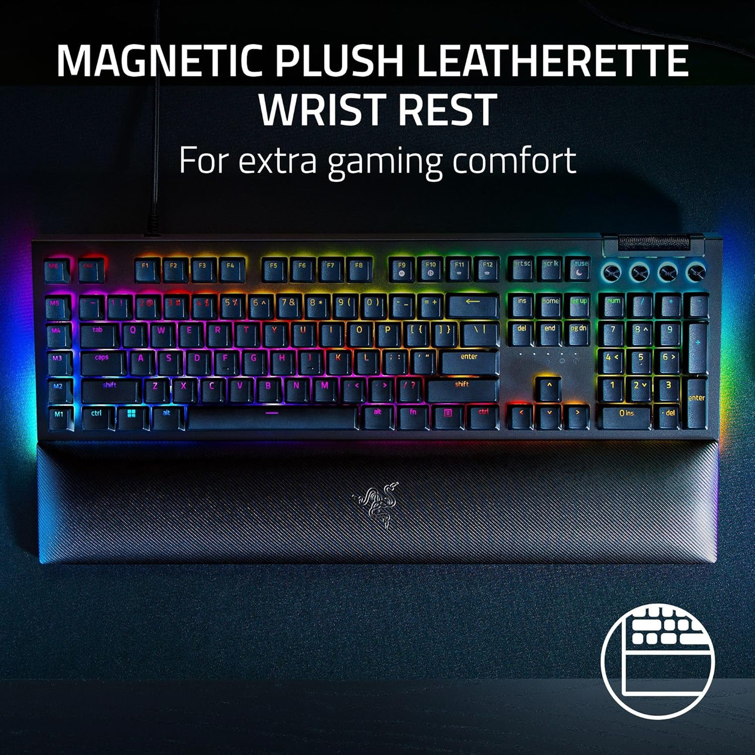 TECLADO GAMER RAZER BLACKWIDOW V4 US SWITCH GREEN MECANICO NEGRO - 4