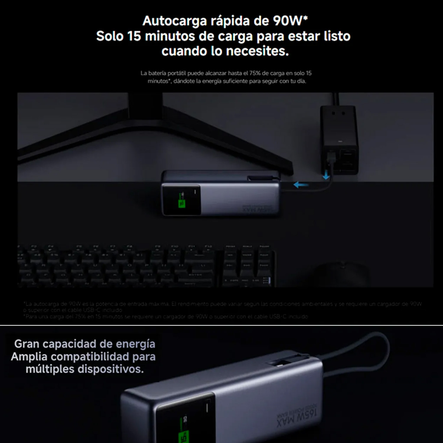 POWERBANK XIAOMI 10000MAH USB-C 165W PB1165M GRIS - 4