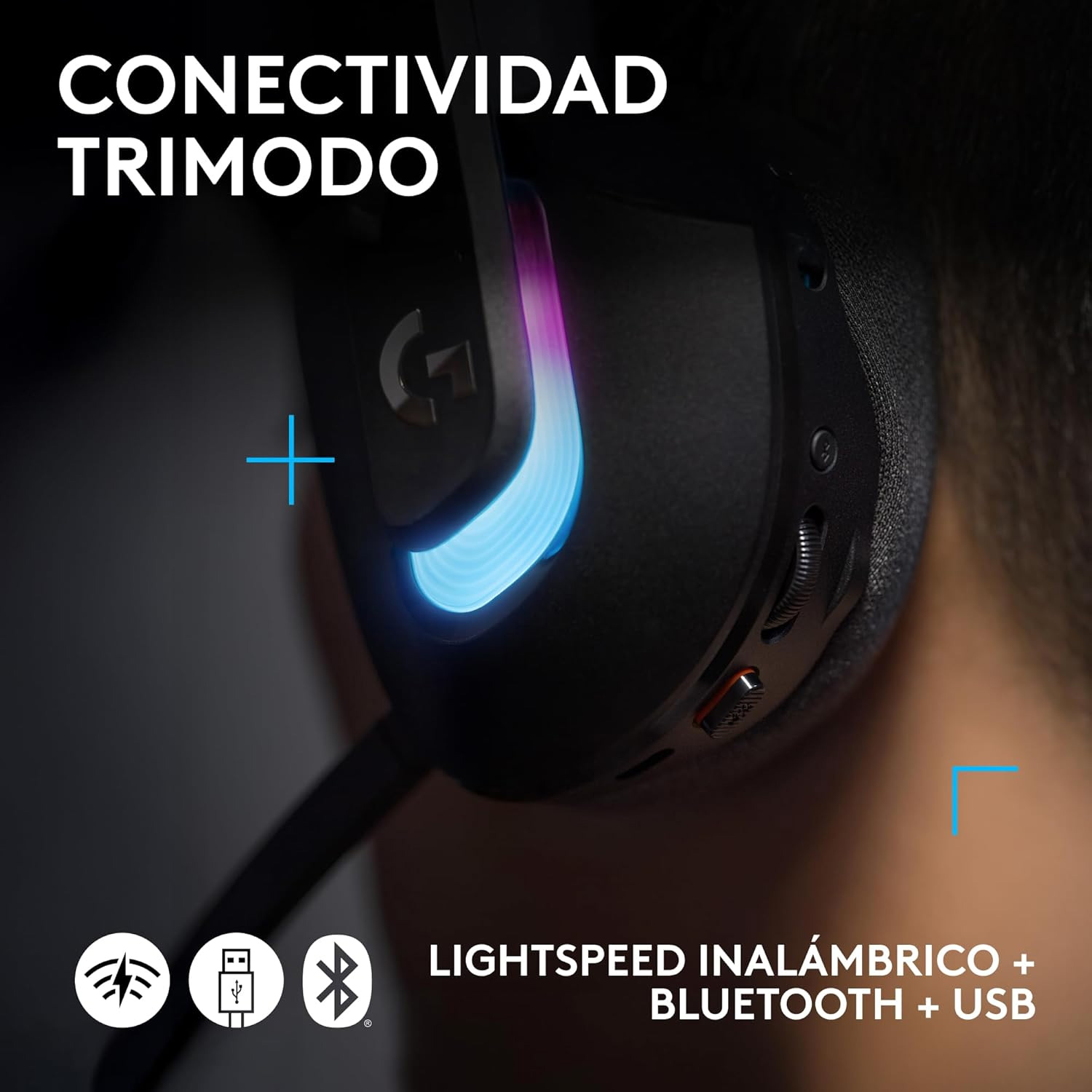 AUDIFONO GAMER CON MICROFONO LOGITECH G522 LIGHTSPEED BLACK - 5