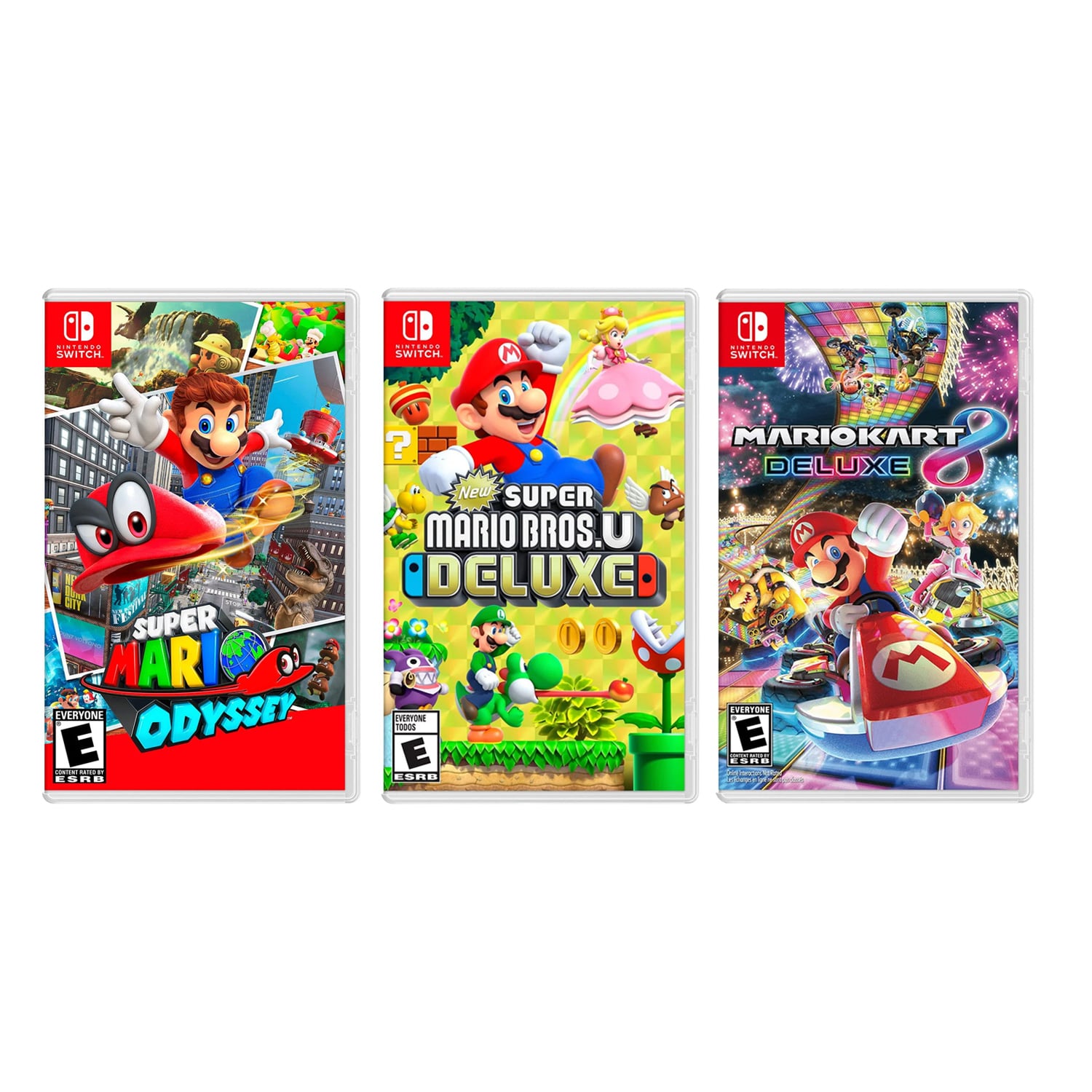 NEW SUPER MARIO BROS U + SUPER MARIO ODYSSEY + MARIO KART 8 DELUXE NINTENDO SWITCH - 1