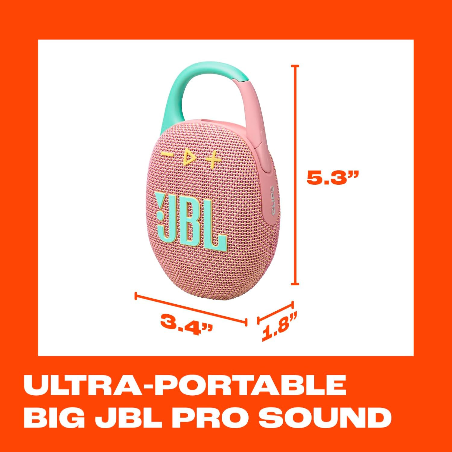 PARLANTE ALTAVOZ JBL CLIP 5 BLUETOOTH VERDE ROSADO - 5
