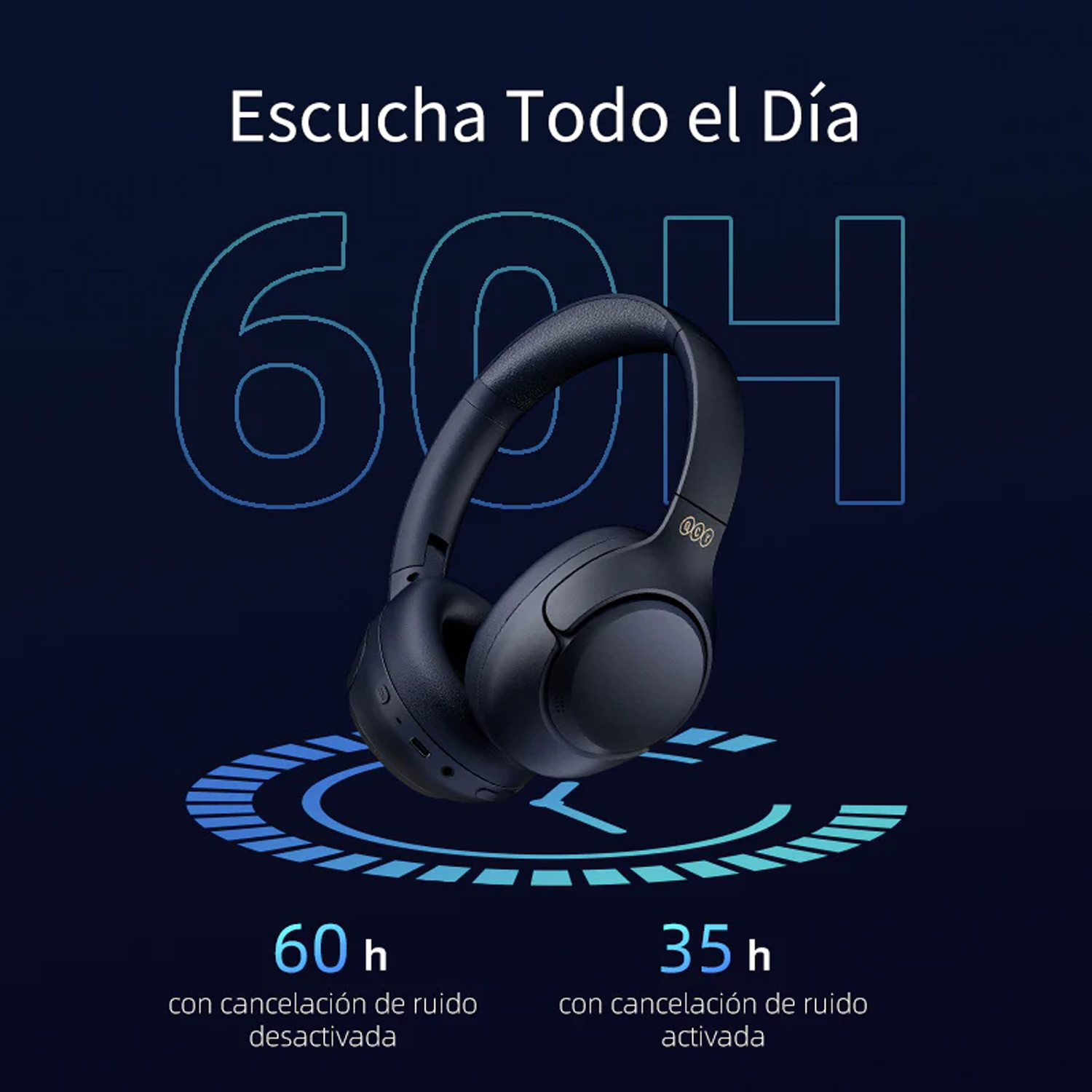 AUDIFONOS QCY H3 INALAMBRICOS BLUETOOTH MIDNIGHT BLACK - 5