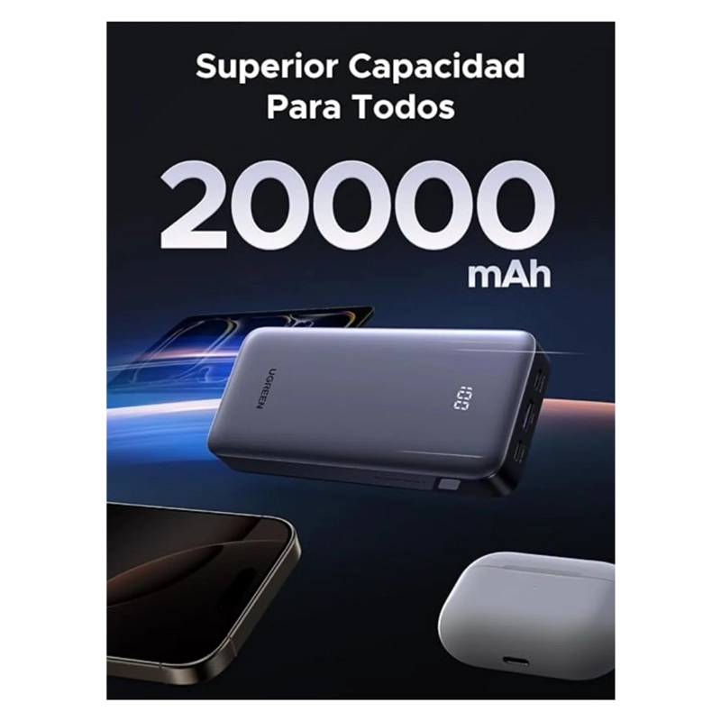 POWER BANK UGREEN 30W CARGA RÁPIDA 20000MAH NEGRO PB532 55989B - 4