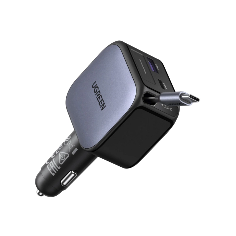 CARGADOR UGREEN 90W PARA CARRO CARGA RÁPIDA CABLE INCLUIDO NEGRO EC603 - 55909B - 1
