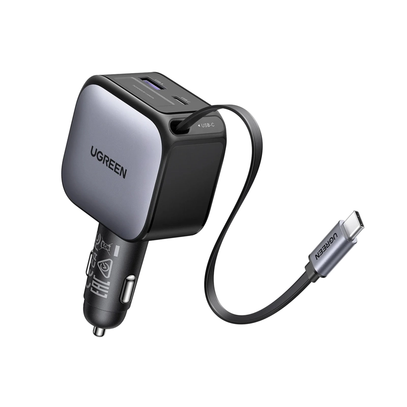 CARGADOR UGREEN 90W PARA CARRO CARGA RÁPIDA CABLE INCLUIDO NEGRO EC603 - 55909B - 3