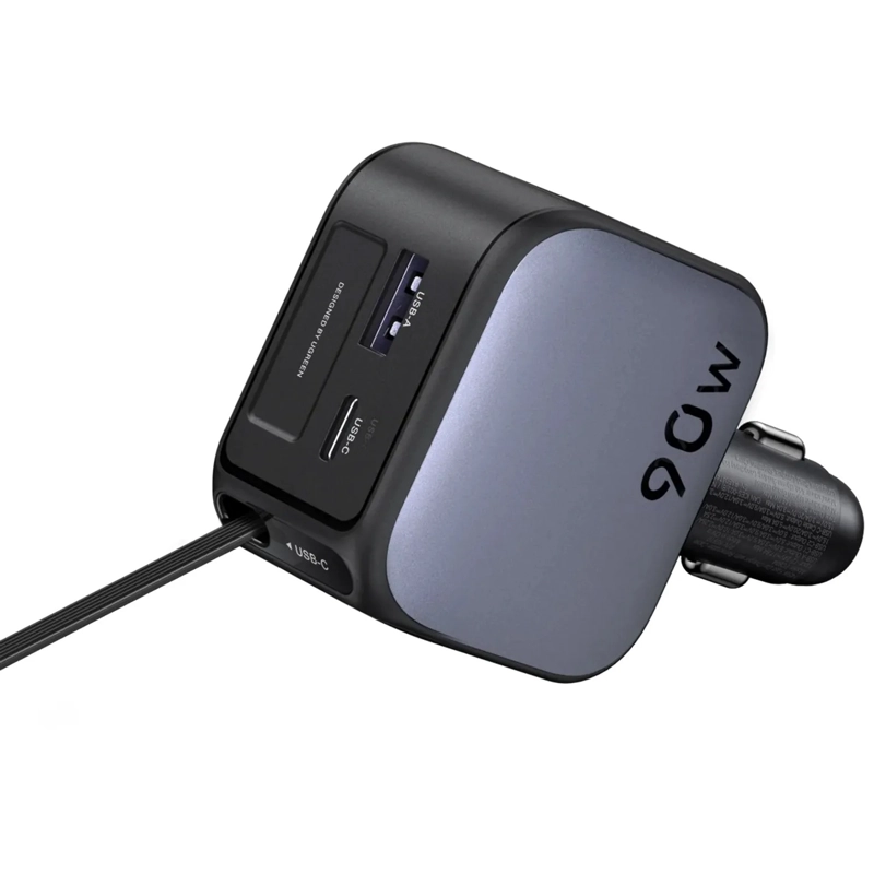 CARGADOR UGREEN 90W PARA CARRO CARGA RÁPIDA CABLE INCLUIDO NEGRO EC603 - 55909B - 4