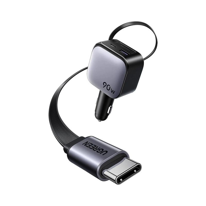 CARGADOR UGREEN 90W PARA CARRO CARGA RÁPIDA CABLE INCLUIDO NEGRO EC603 - 55909B - 5