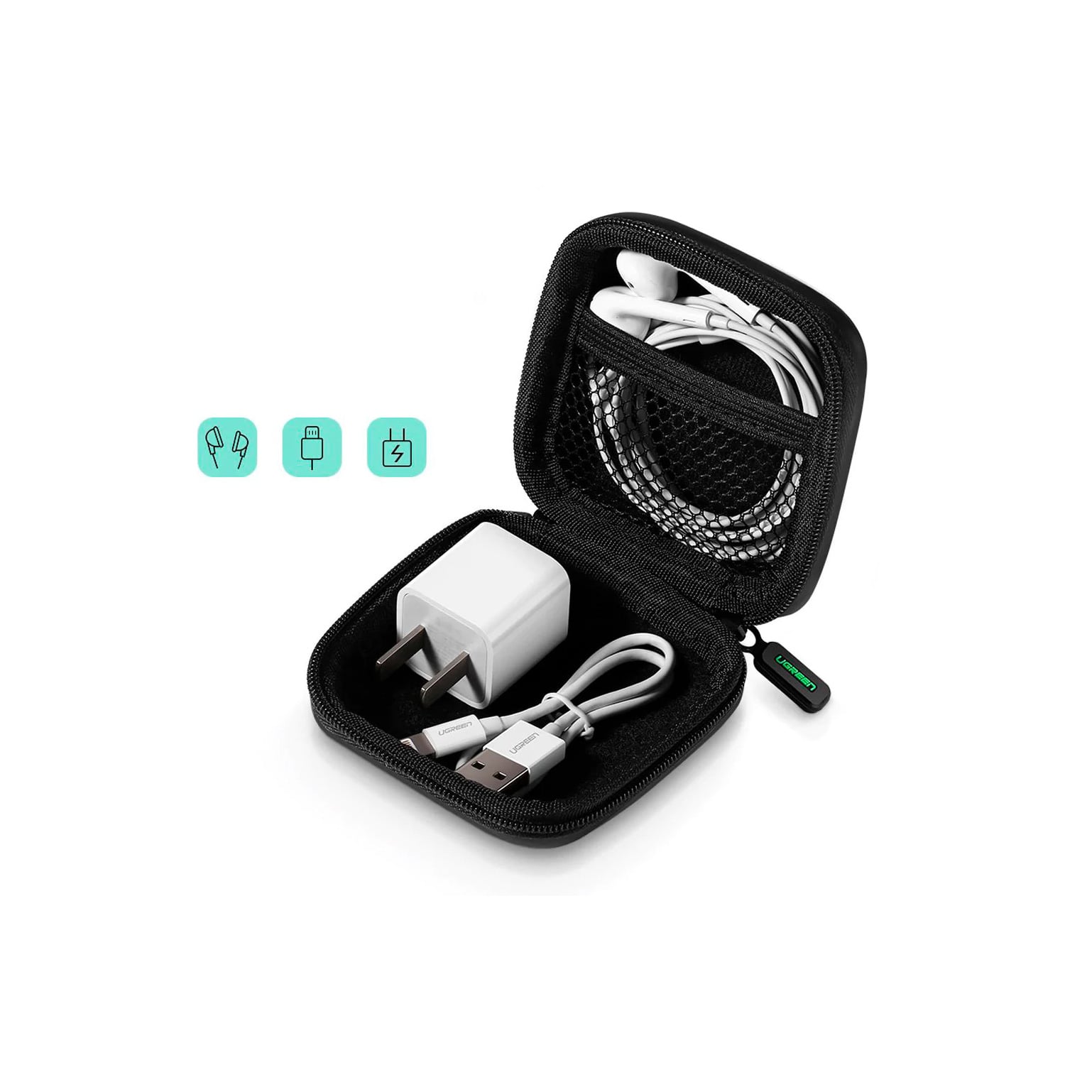 ESTUCHE RIGIDO PARA AURICULARES UGREEN NEGRO 40816 - 2