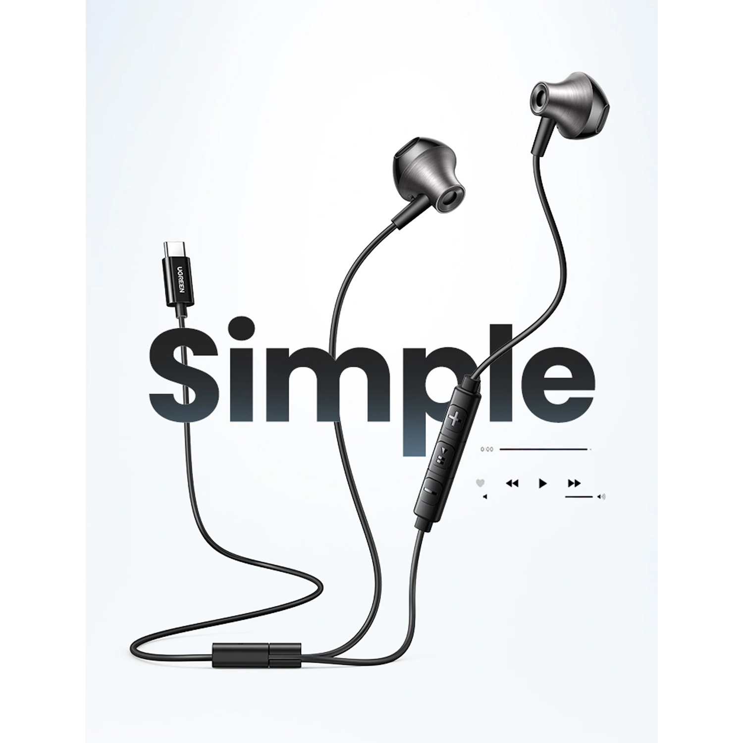 AUDIFONOS UGREEN CON CONECTOR USB-C EP106 35756 NEGRO - 3