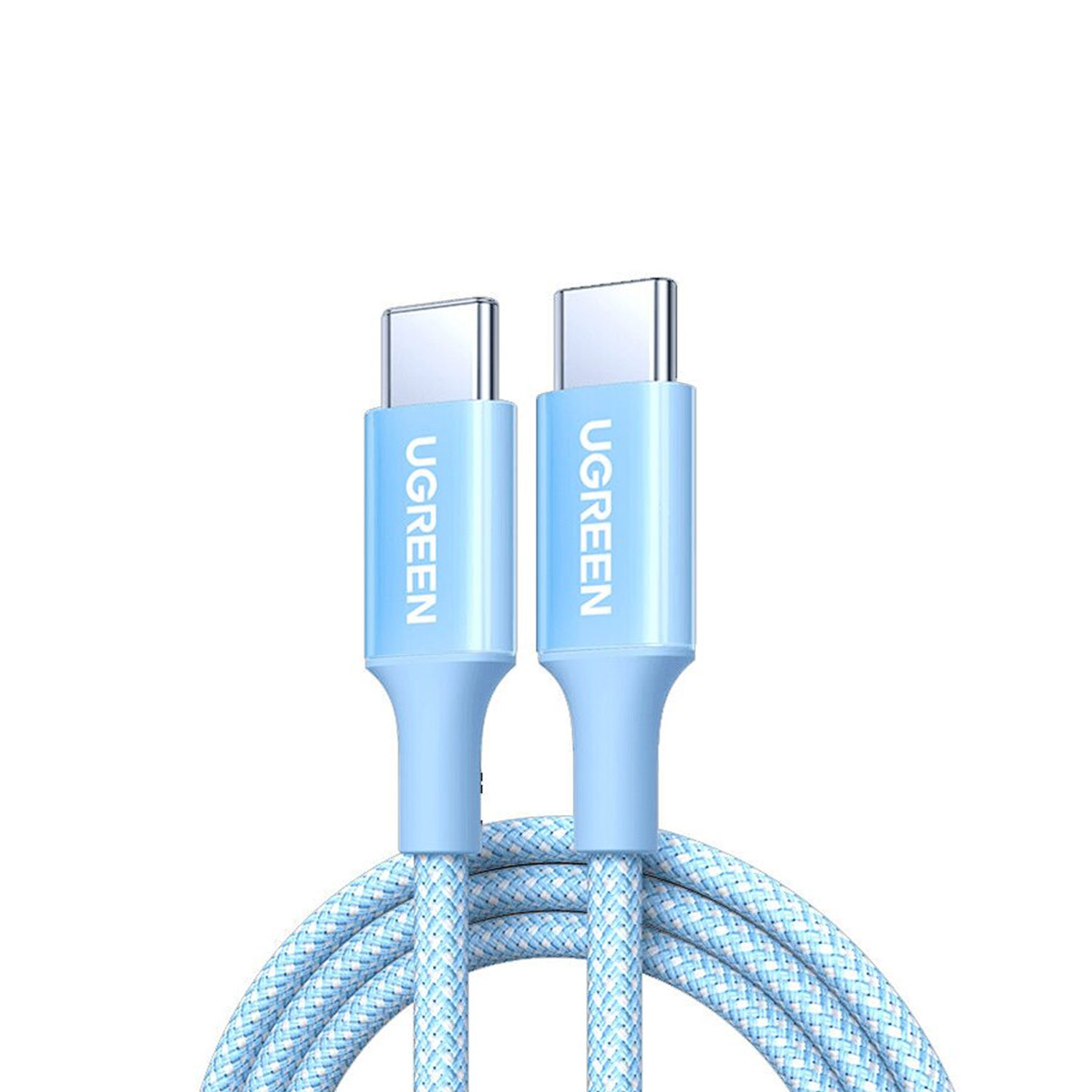 CABLE UGREEN USB-C A USB-C PD FAST CHARGING TRENZADO 1M 100W AZUL L502 65253 - 1