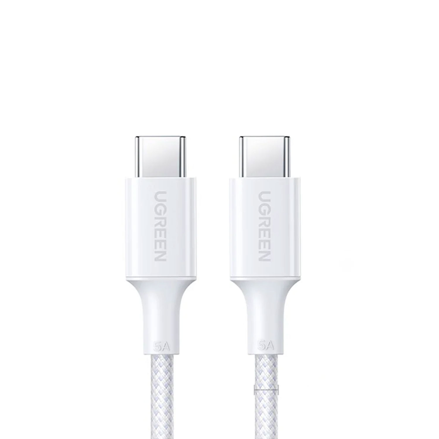 CABLE UGREEN USB-C A USB-C PD FAST CHARGING TRENZADO 2M 100W BLANCO L502 35221 - 1