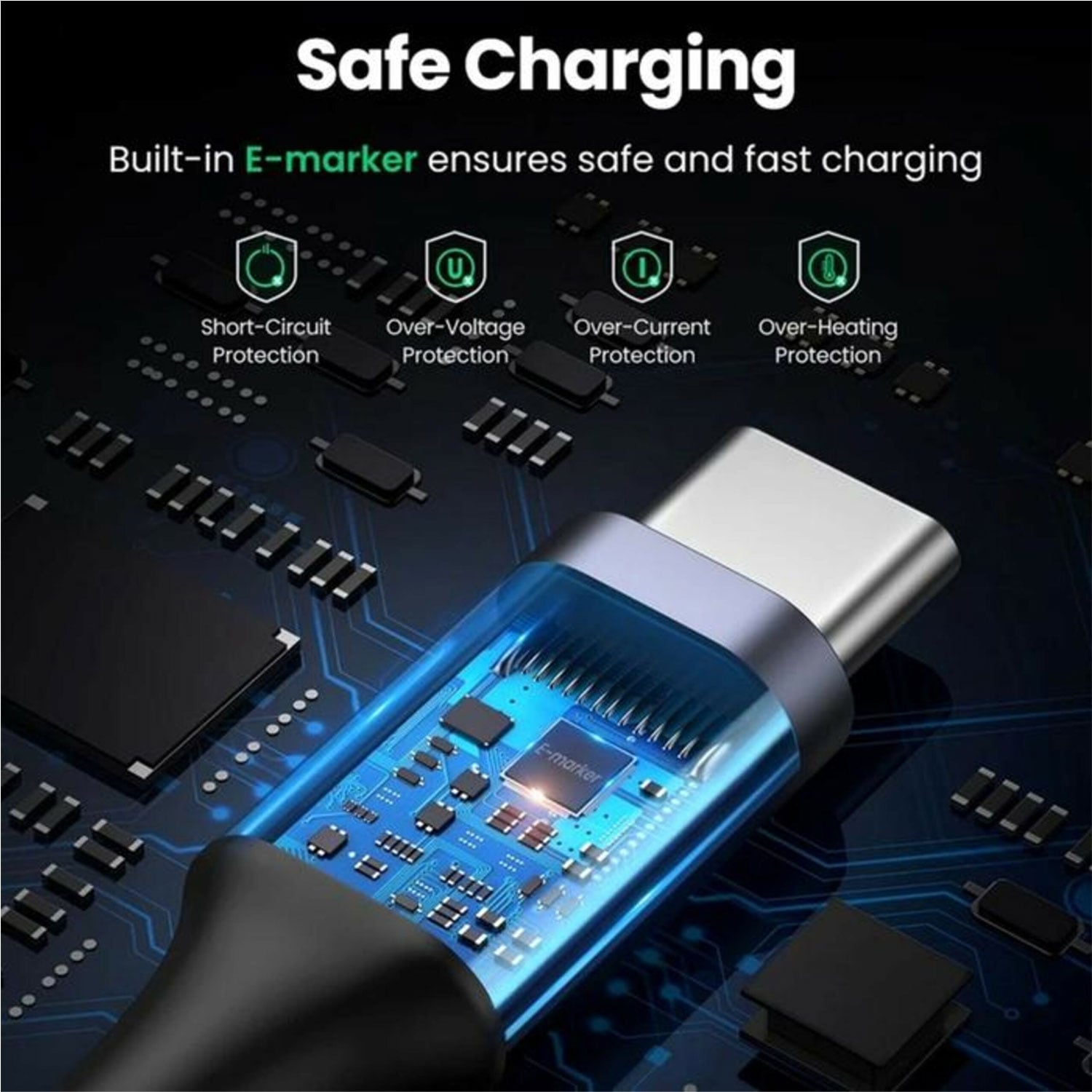 CABLE UGREEN USB-C A USB-C PD FAST CHARGING TRENZADO 2M 100W GRIS L502 65256 - 2