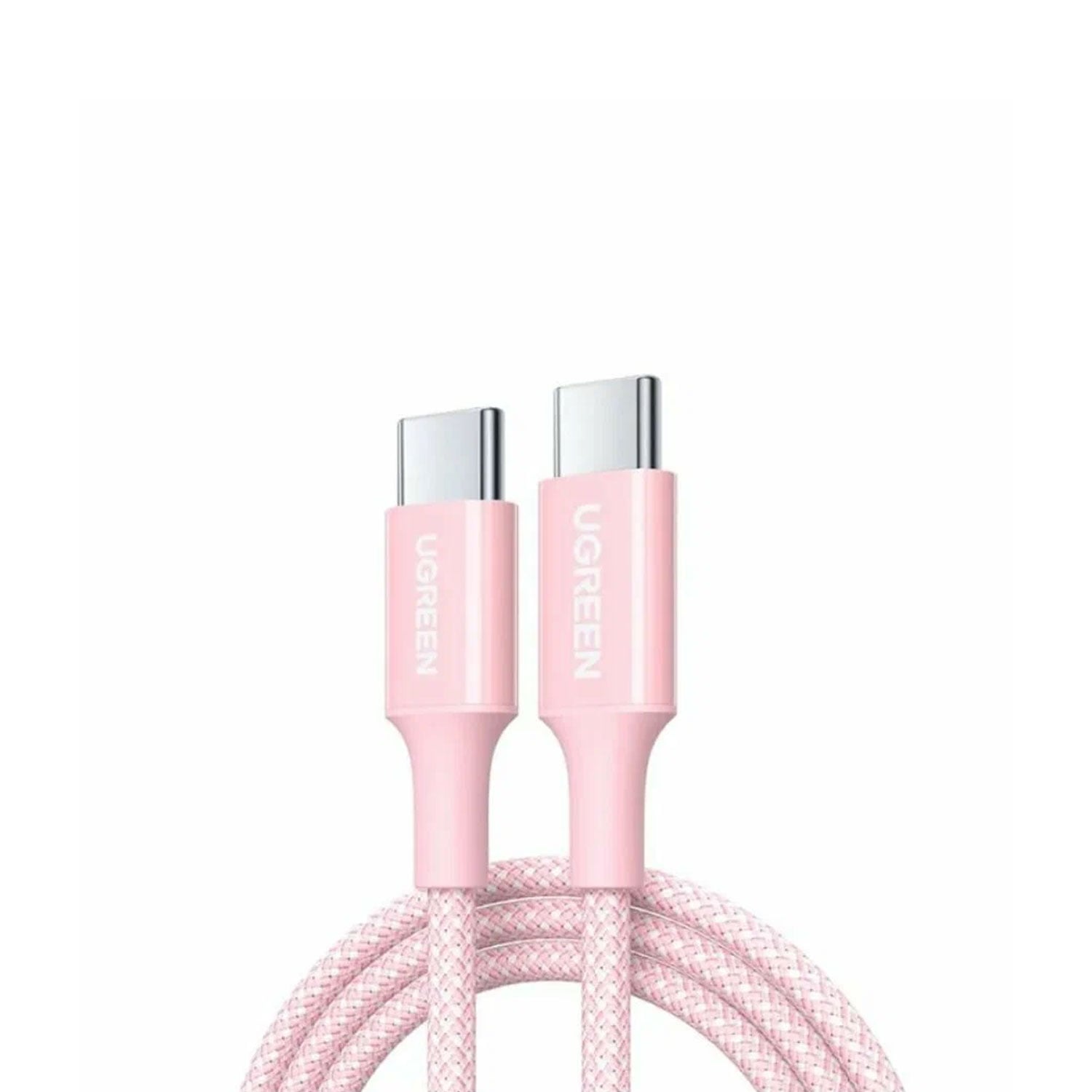 CABLE UGREEN USB-C A USB-C PD FAST CHARGING TRENZADO 2M 100W ROSA L502 65252 - 1