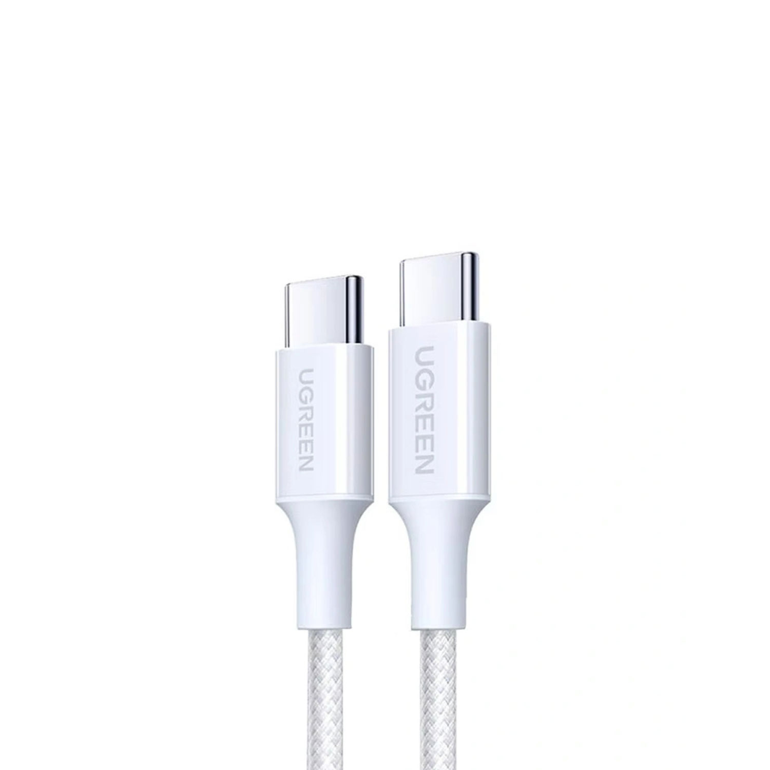 CABLE UGREEN USB-C A USB-C PD FAST CHARGING TRENZADO 1M 100W BLANCO L502 35220 - 1
