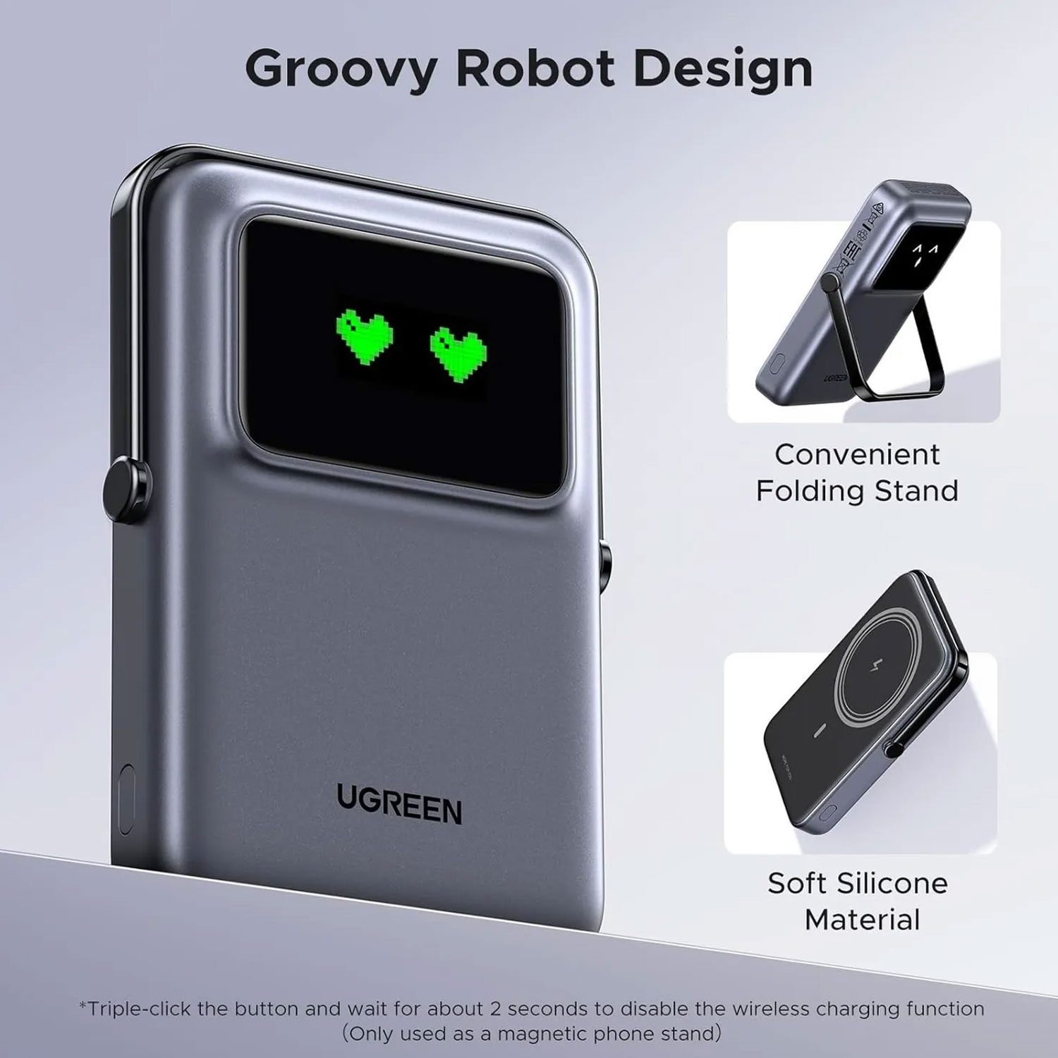 POWER BANK UGREEN INALAMBRICO UNO 10000 MAH MAGNETICO PB572 45327 GRIS - 6