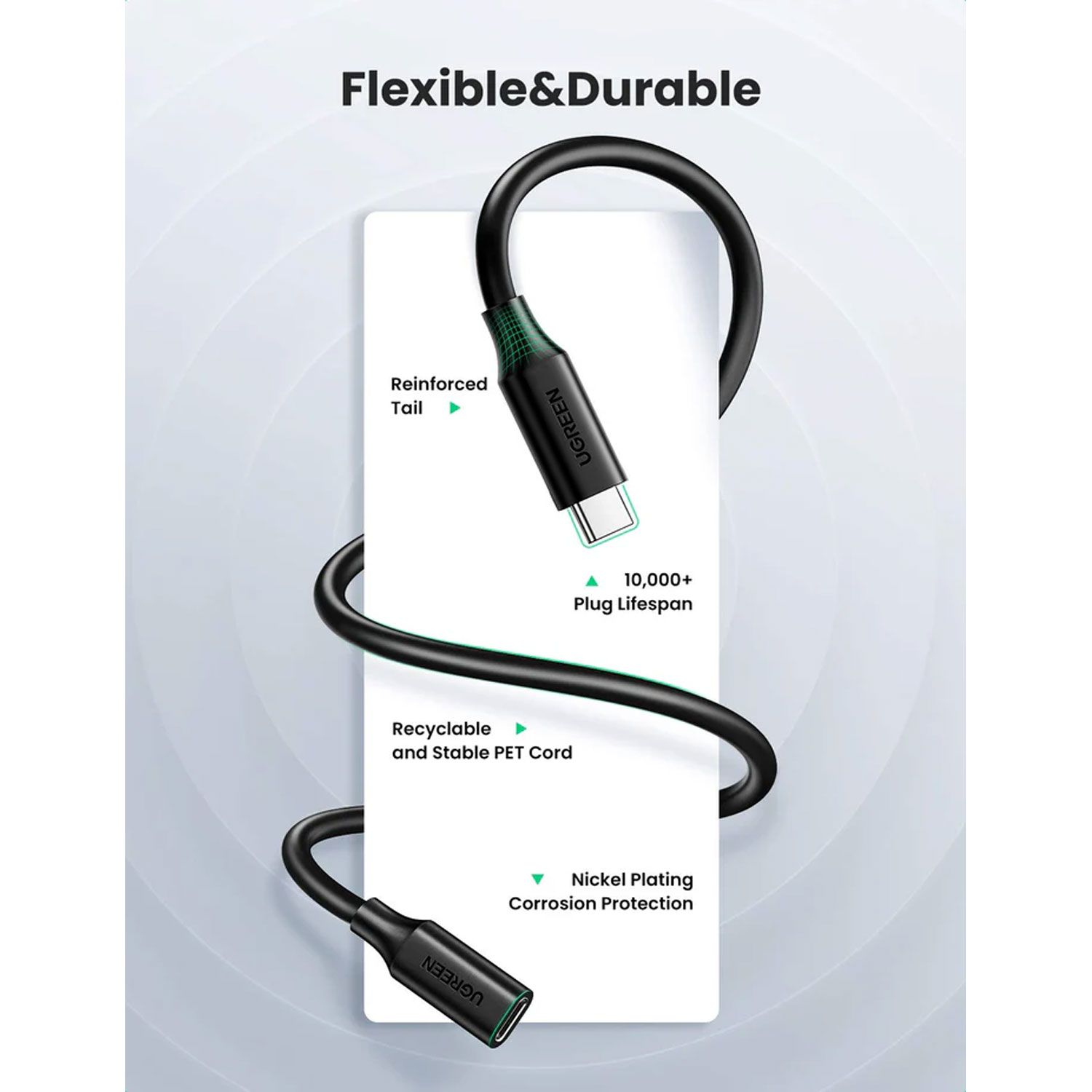 CABLE EXTENSOR UGREEN USB-C/M A USB-C/H GEN2 1M NEGRO US353 10387 - 5
