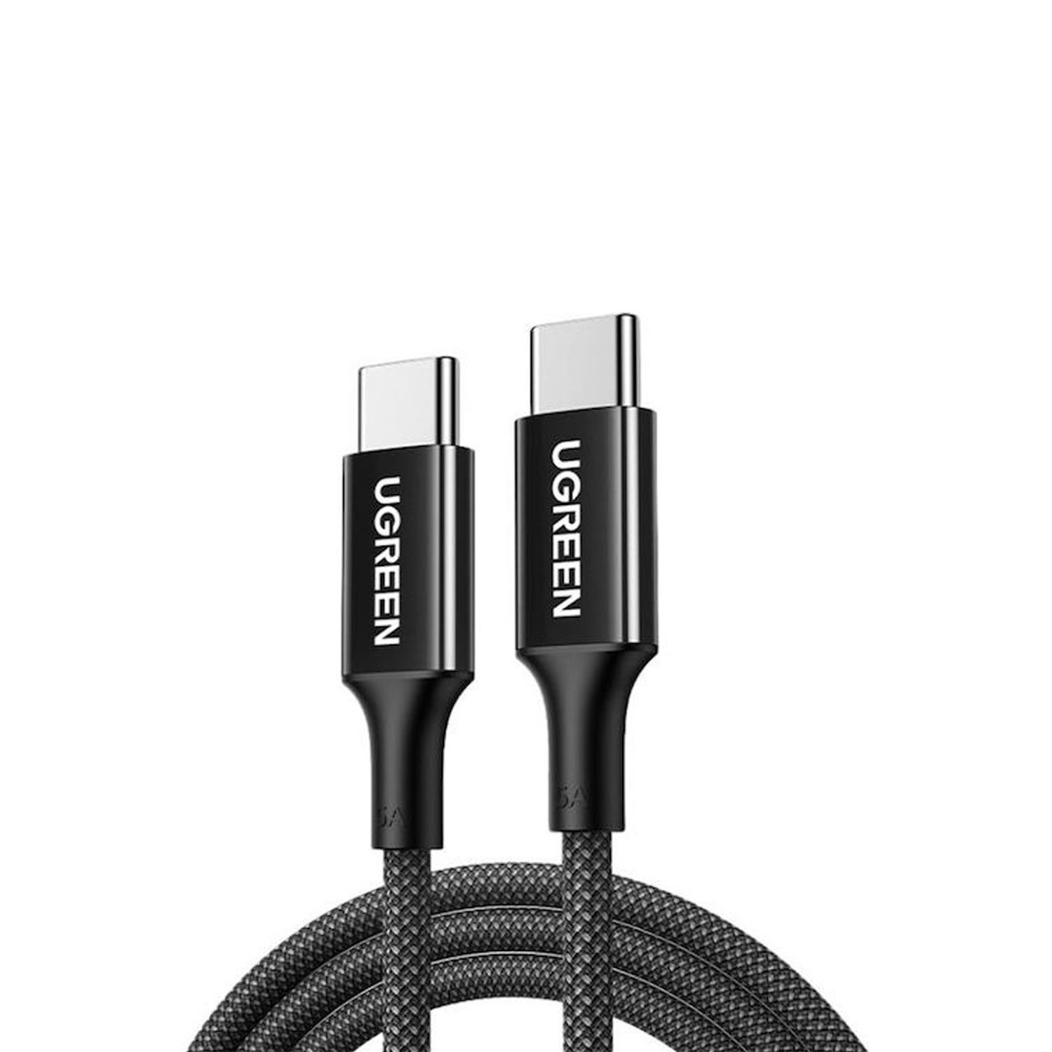 CABLE UGREEN USB-C A USB-C PD FAST CHARGING TRENZADO 2M 100W NEGRO L502 65250 - 1