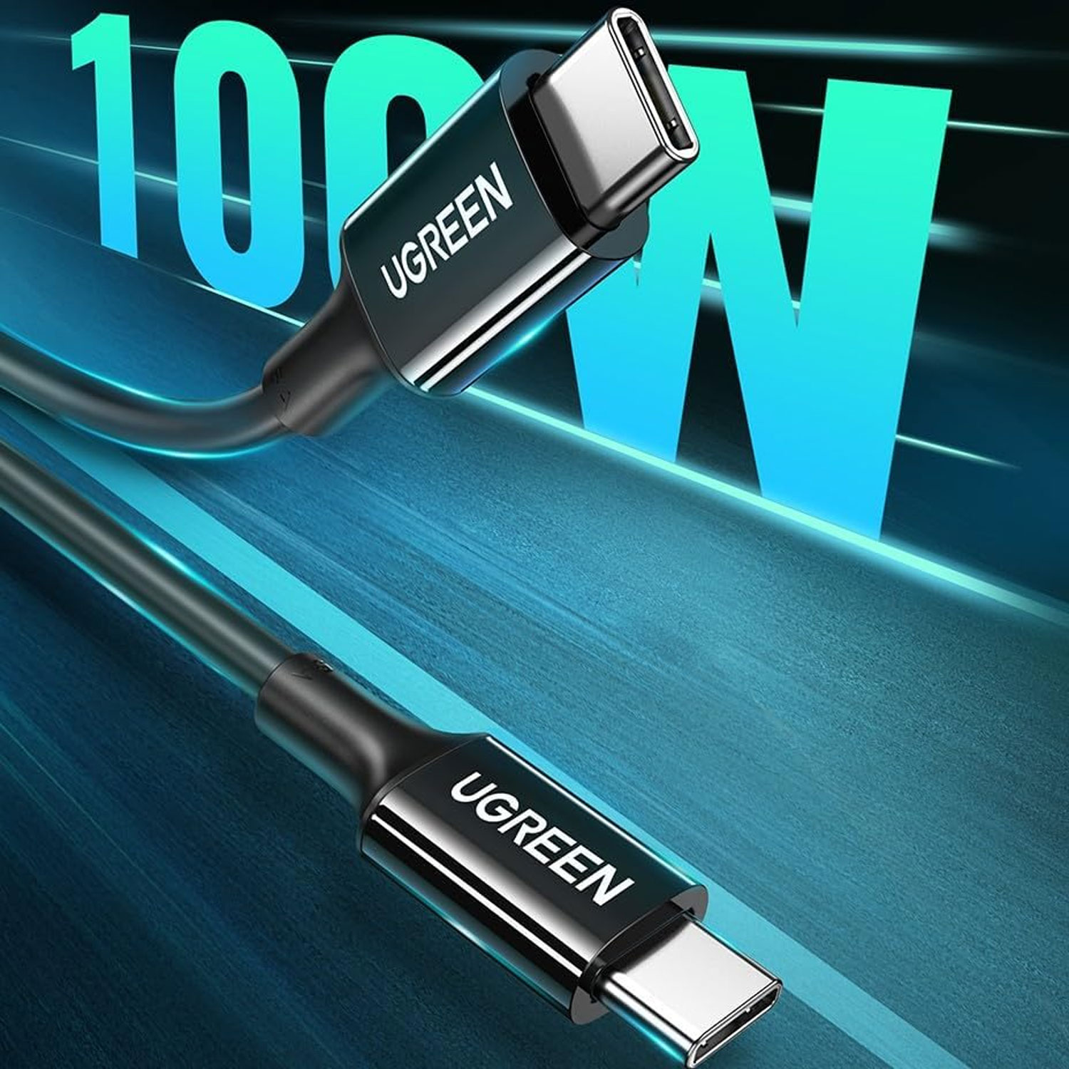 CABLE UGREEN USB-C A USB-C PD FAST CHARGING TRENZADO 2M 100W NEGRO L502 65250 - 4