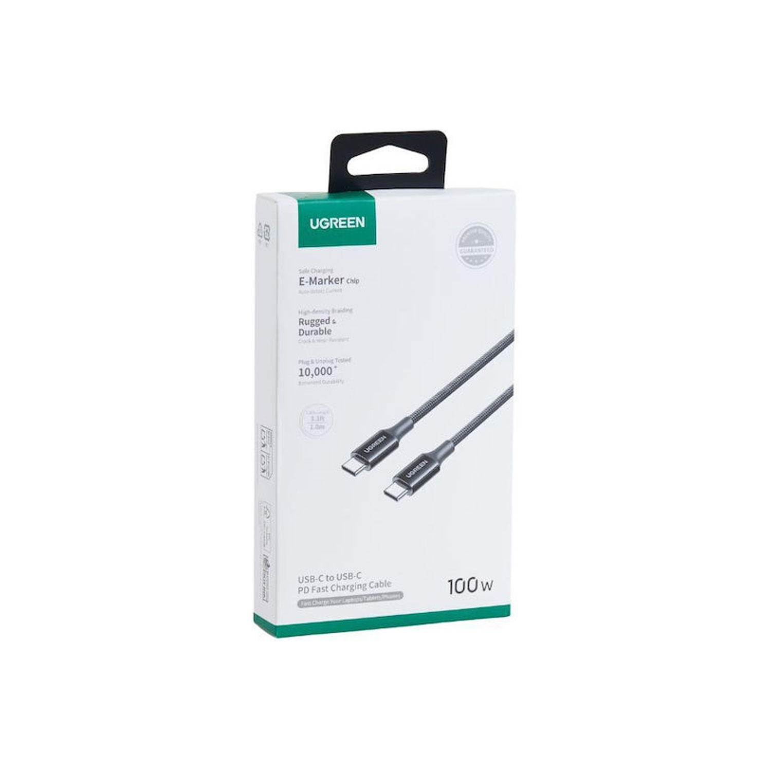 CABLE UGREEN USB-C A USB-C PD FAST CHARGING TRENZADO 2M 100W NEGRO L502 65250 - 5