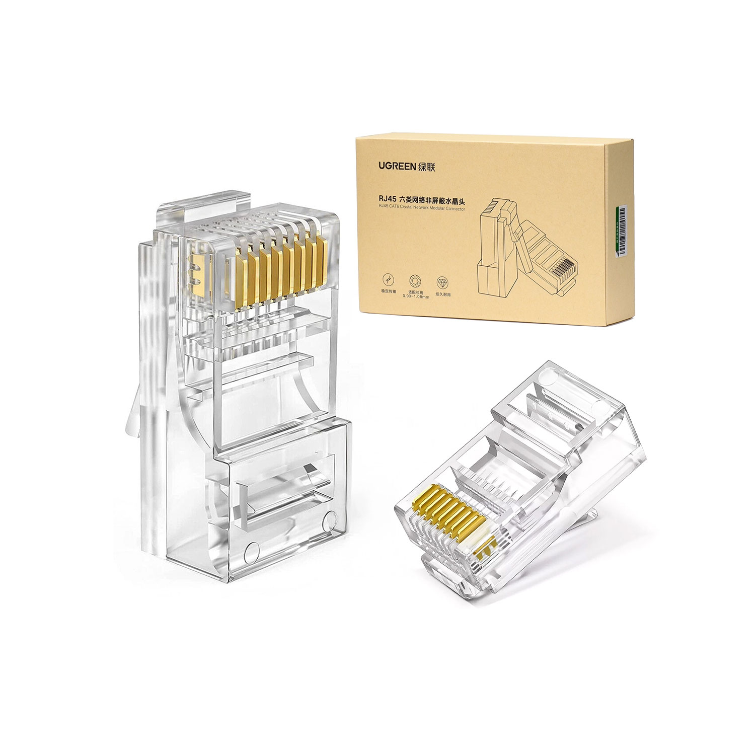 CONECTOR PLUG CAT 6 UGREEN X100UN RJ45 8P8C TRANSPARENTE NW120-60558 - 3